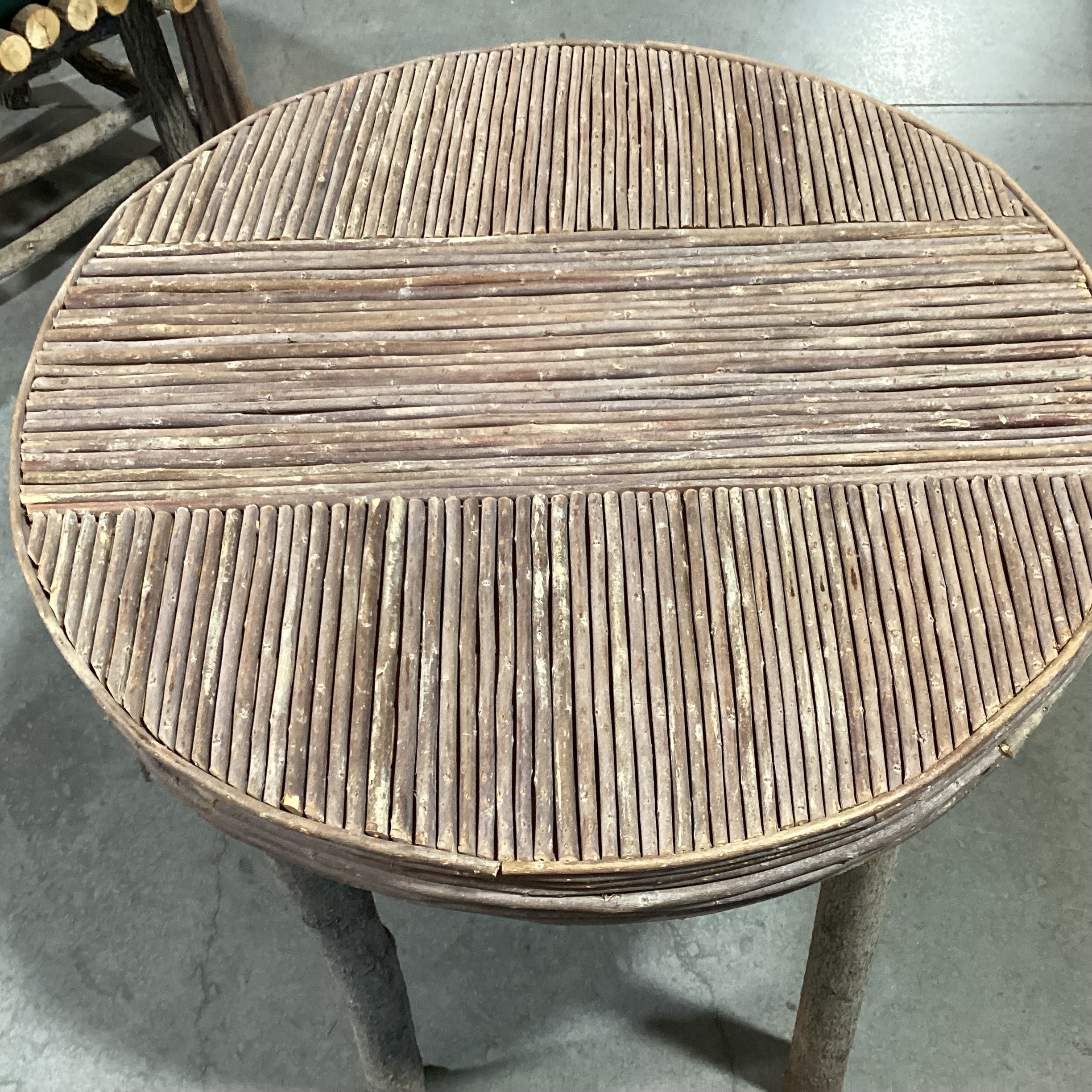 Round Log & Branch Rustic Accent Table