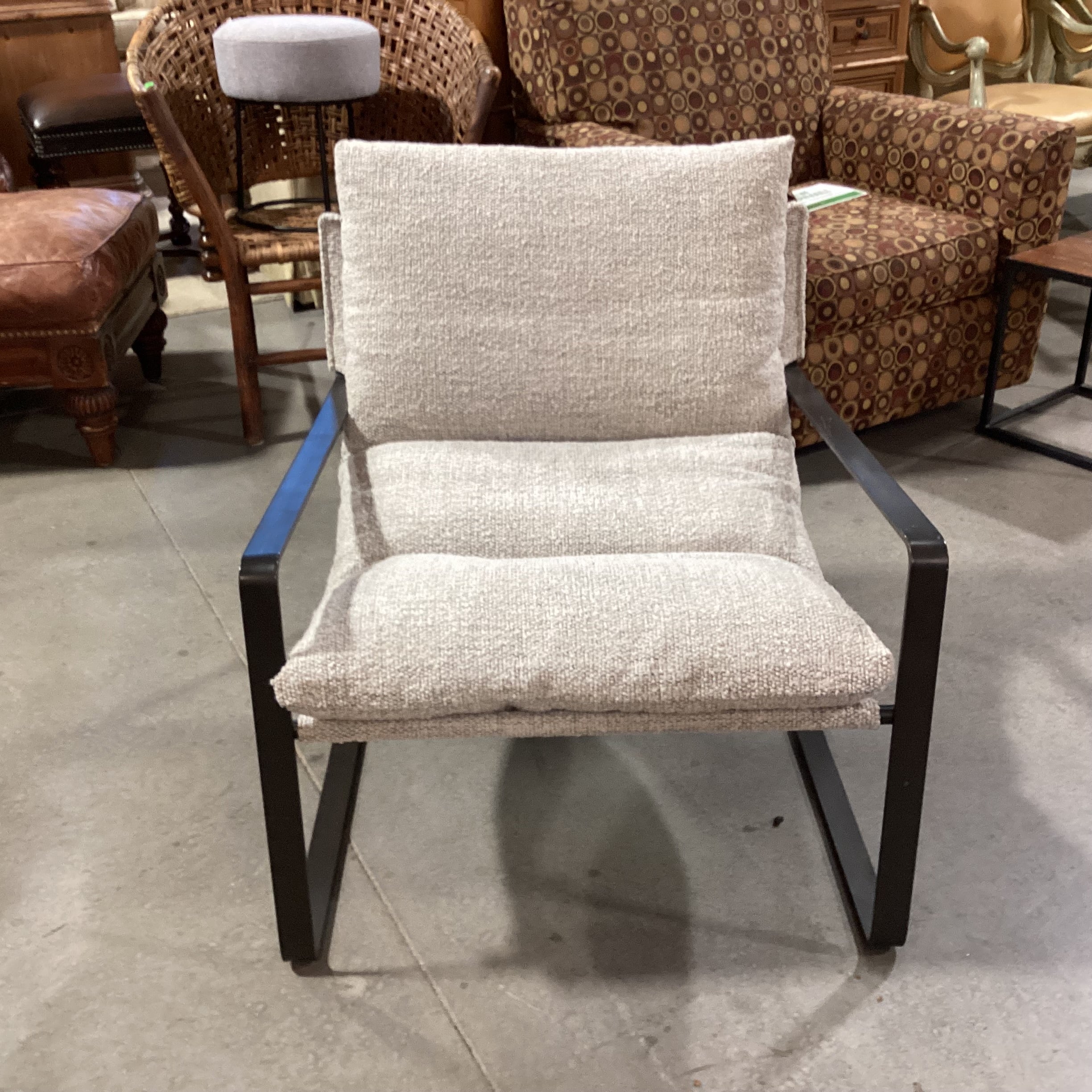 Four Hands Emmett Grey Boucle and Iron Sling Chair 29"x 32"x 28"