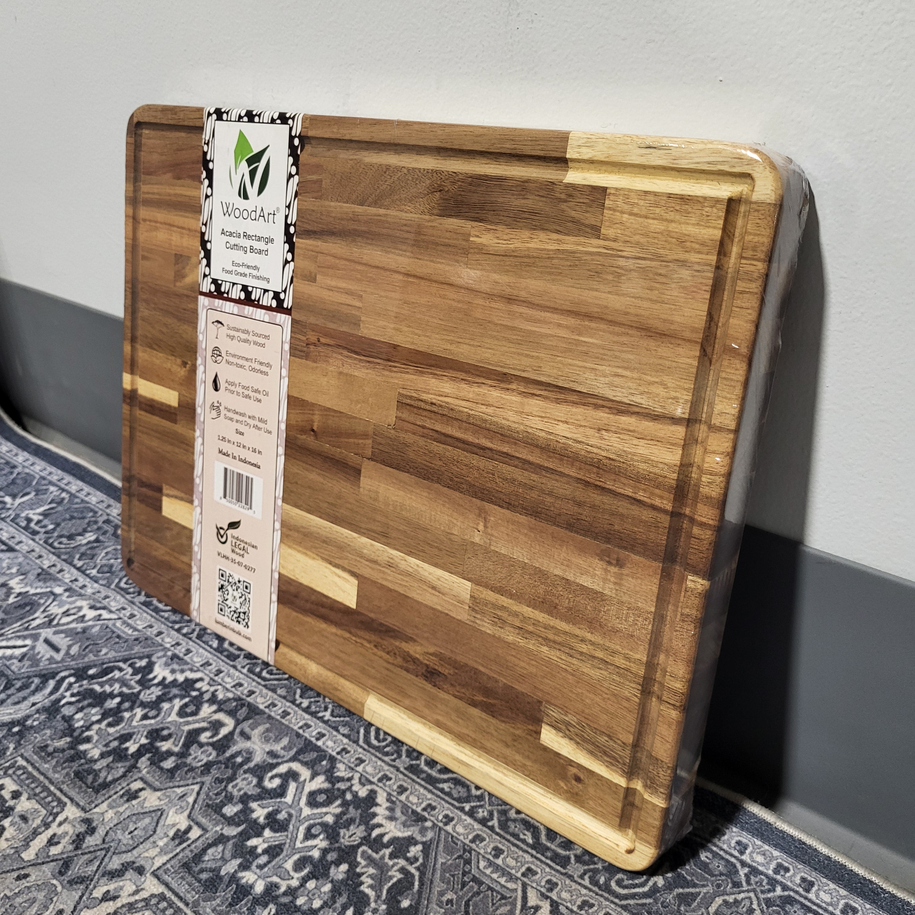 WoodArt Acacia Rectangle Cutting Board 12"x 16"x 1.25"