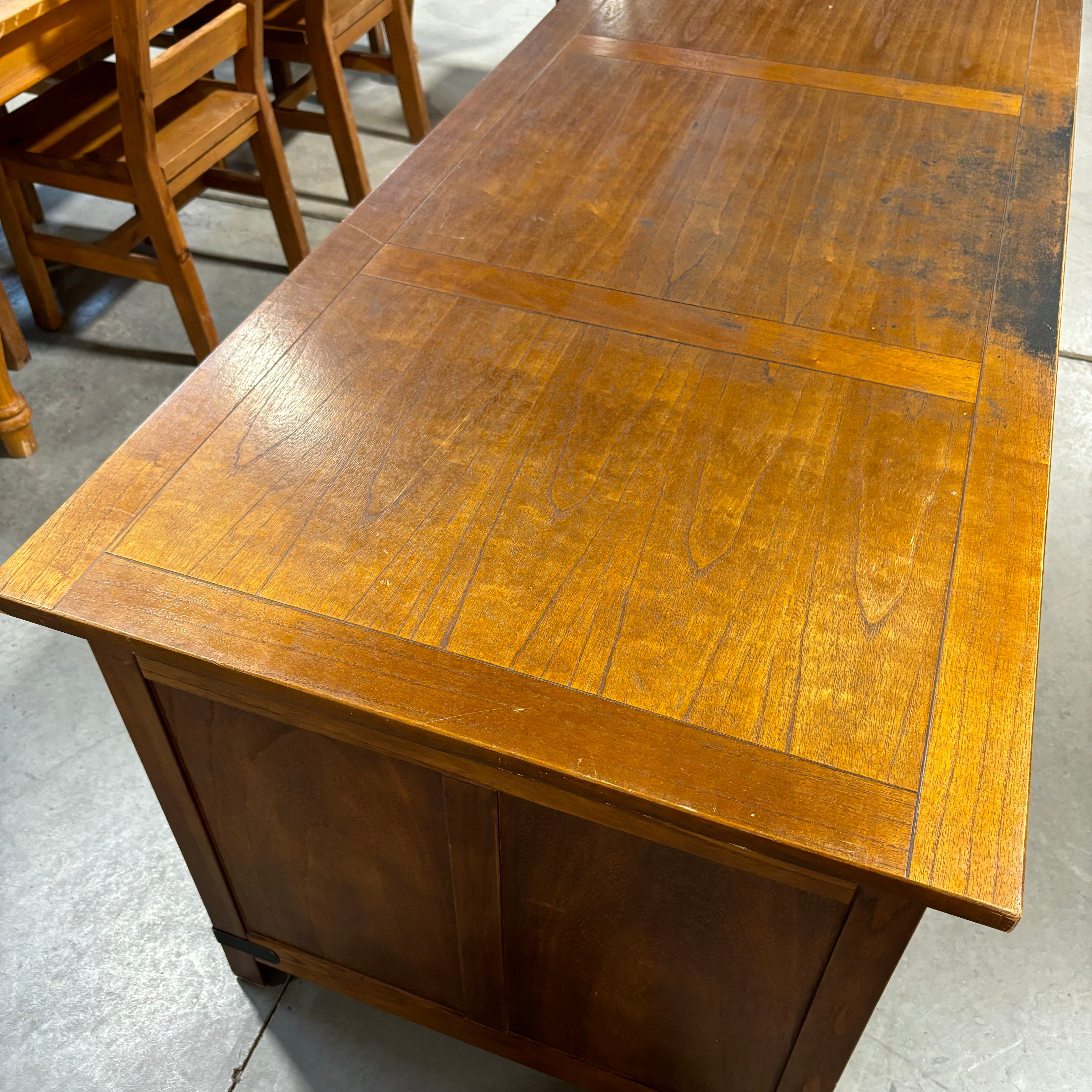 Arhaus Solid Wood with Iron Accents 6 Drawer Desk 71"x 31.5"x 30.5"