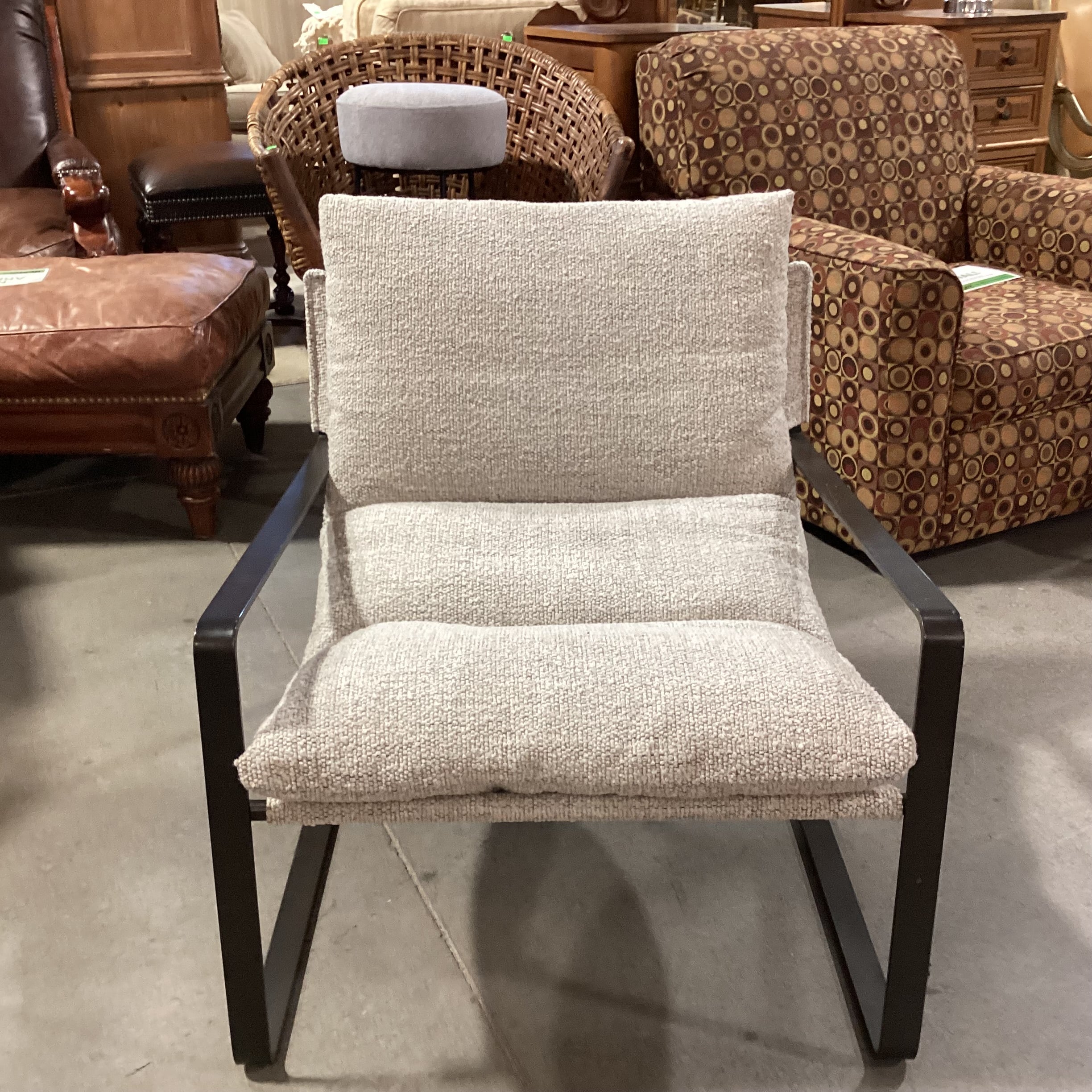Four Hands Emmett Grey Boucle and Iron Sling Chair 29"x 32"x 28"