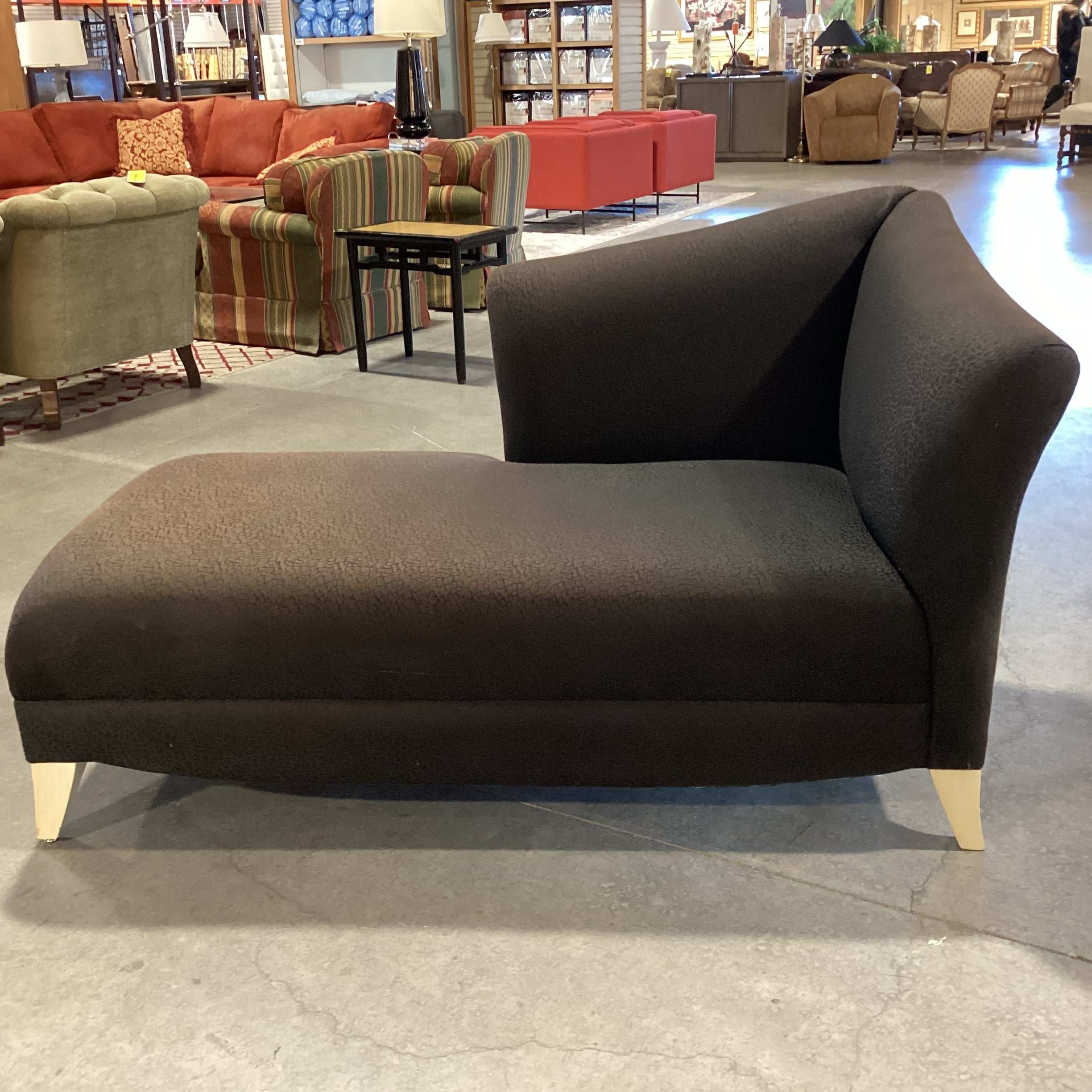 Textured Brown Modern Chaise Lounge Sofa 62"x 35"x 36"