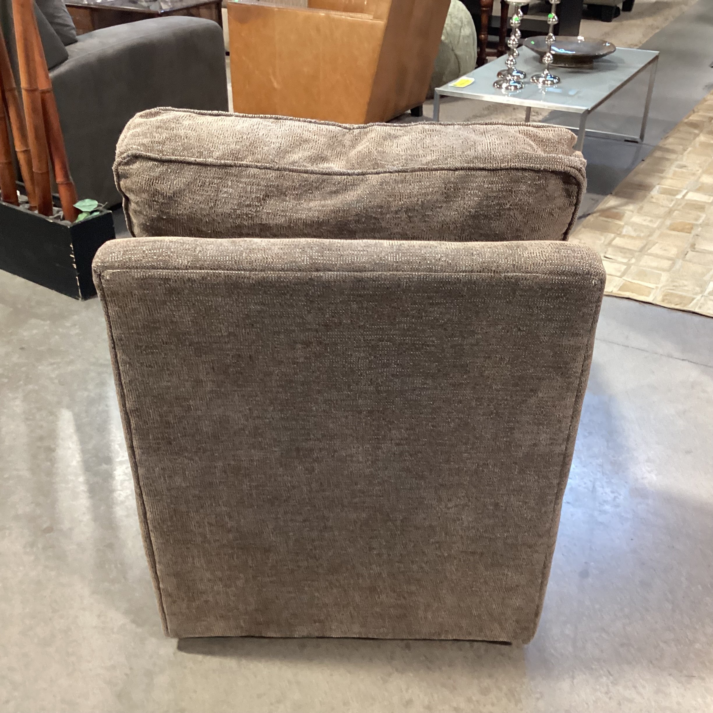 Rowe Furniture Taupe Grey Brown Woven Down Mix Slipper Chair 28"x 42"x 32"