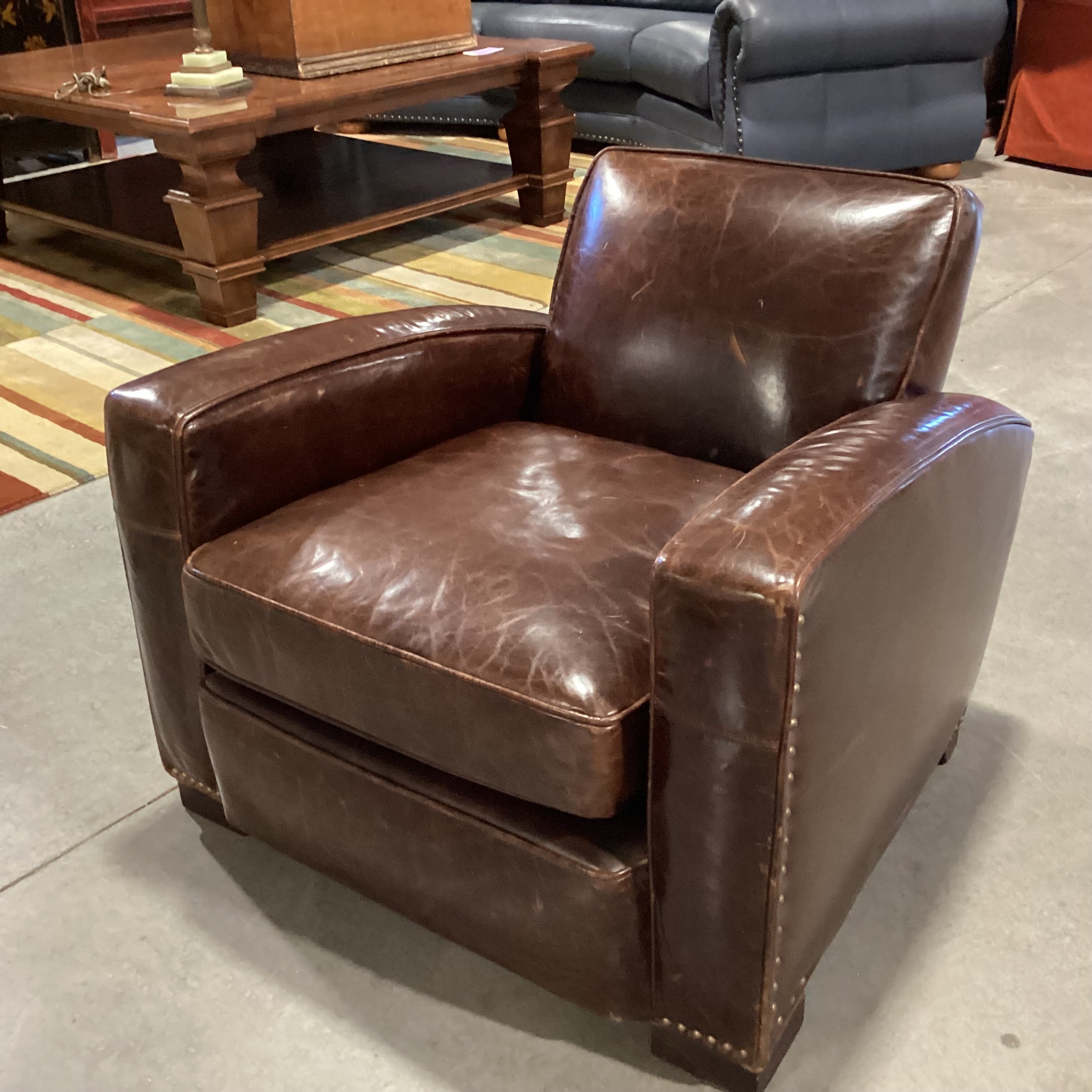 Restoration Hardware Distressed Leather Nailhead Club Chair 34"x 36"x 28"