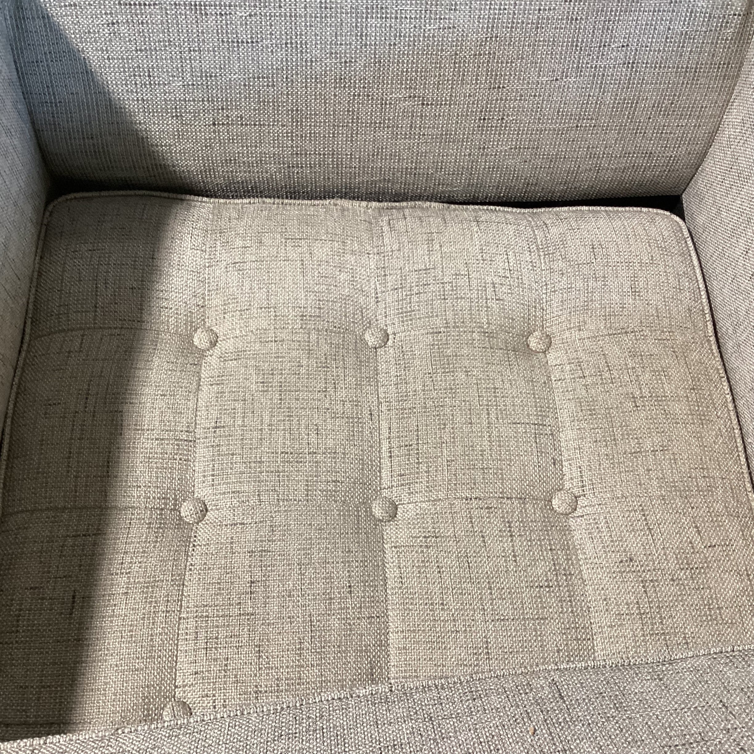 Modern Heathered Grey Woven Button Tufted & Chrome Chair 31"x 19"x 28.5"