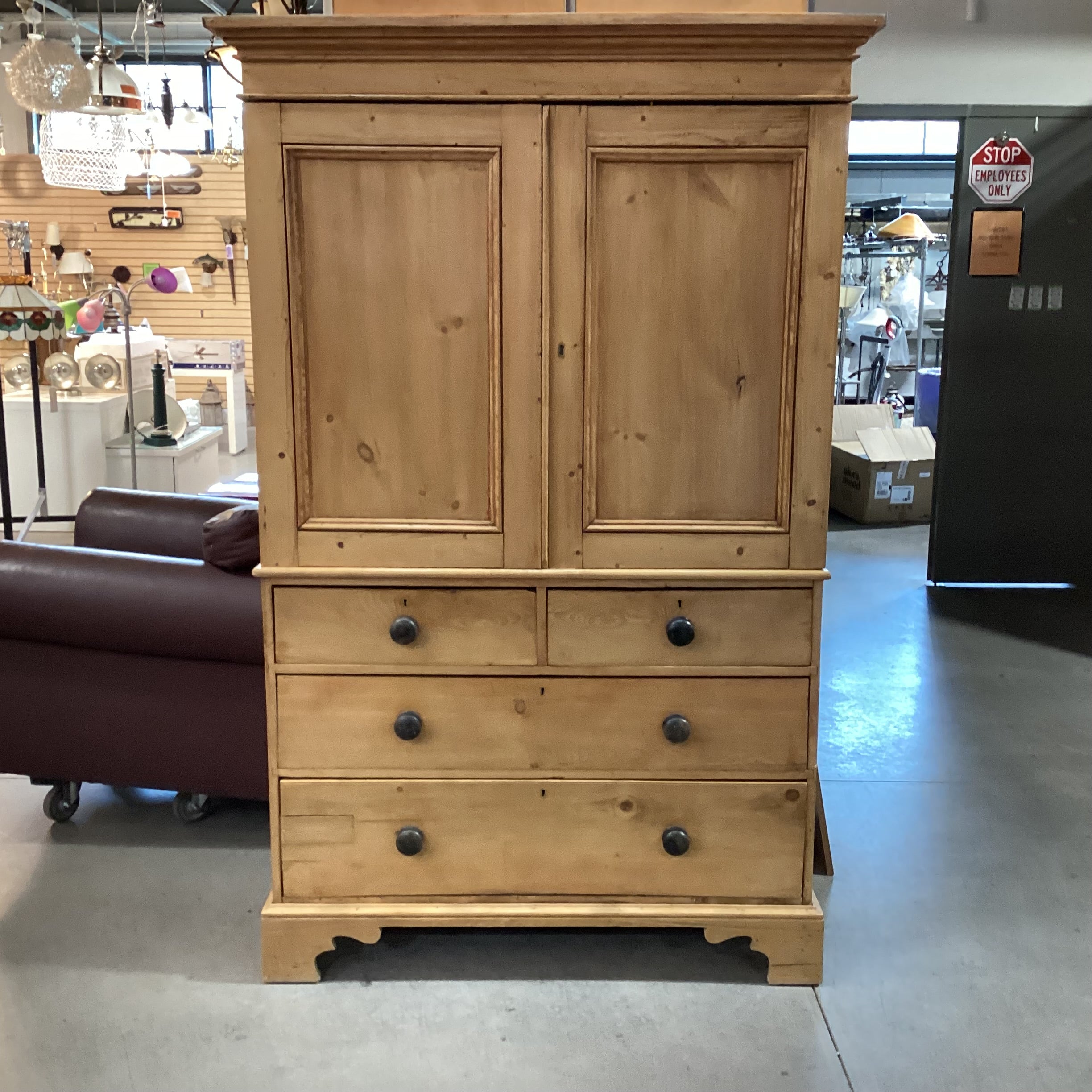 Pine 2 Door 4 Drawer Armoire 49"x 20"x 76"