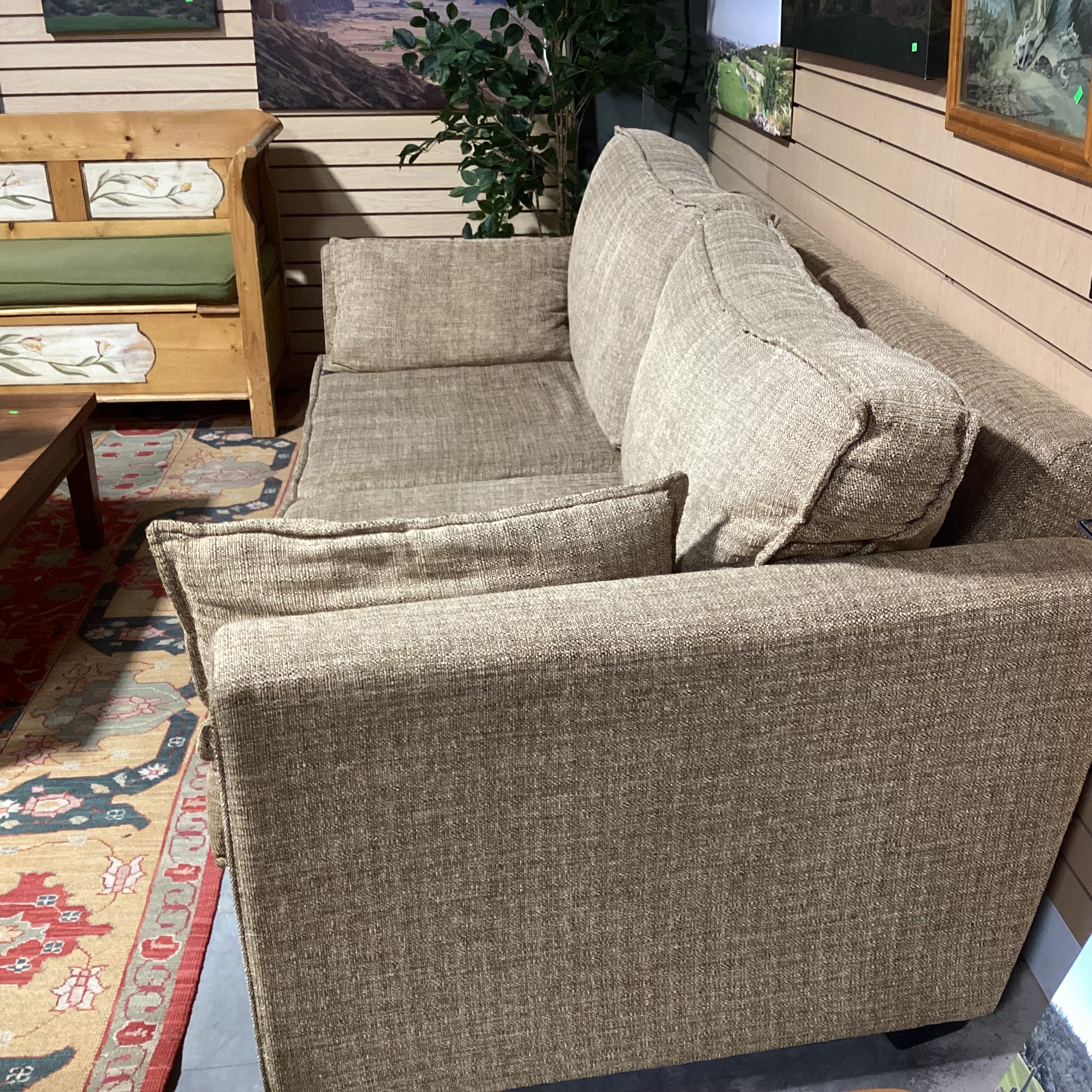 Hiatt Furniture Gold & Tan Woven Sofa 84"x 40"x 31"