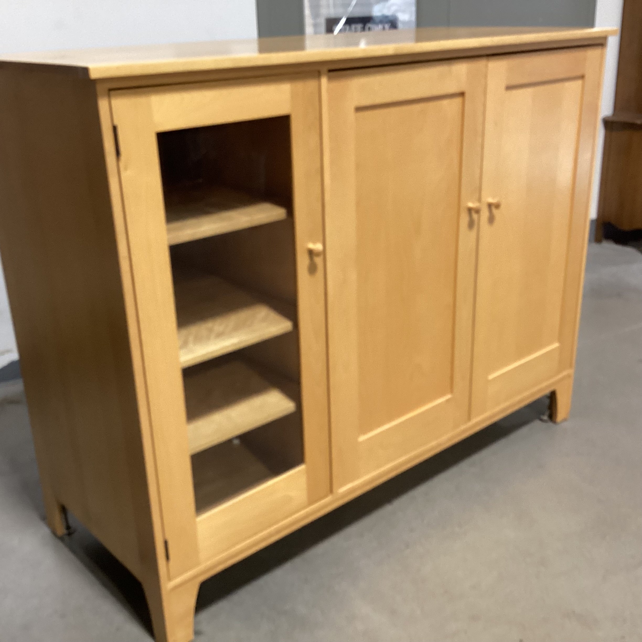 Maple 3 Door with Shelves Entertainment Center 62"x 26"x 48.5"