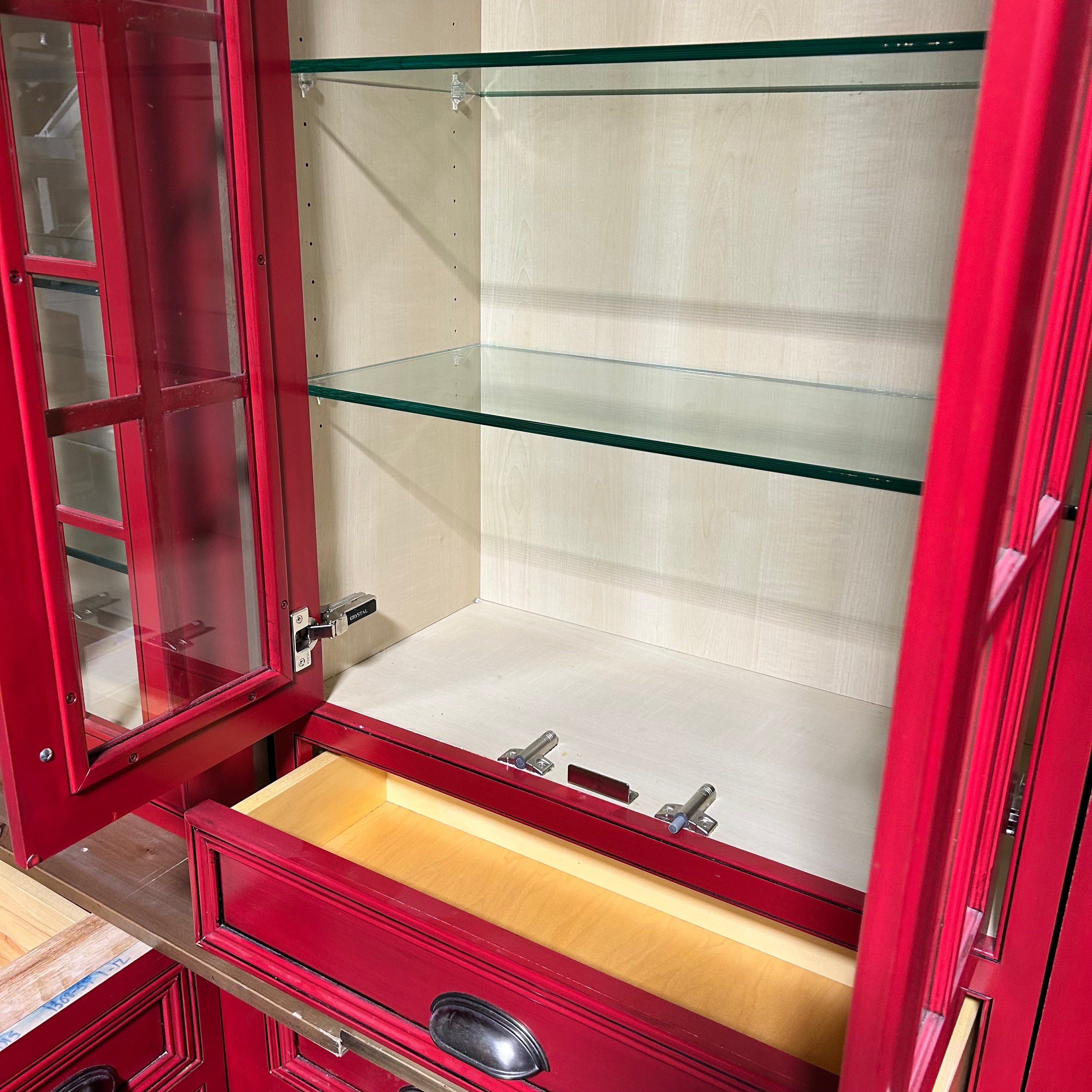 17 Piece Red Stained Cabinet Set 9 Uppers 8 Lowers 1 Over Fridge