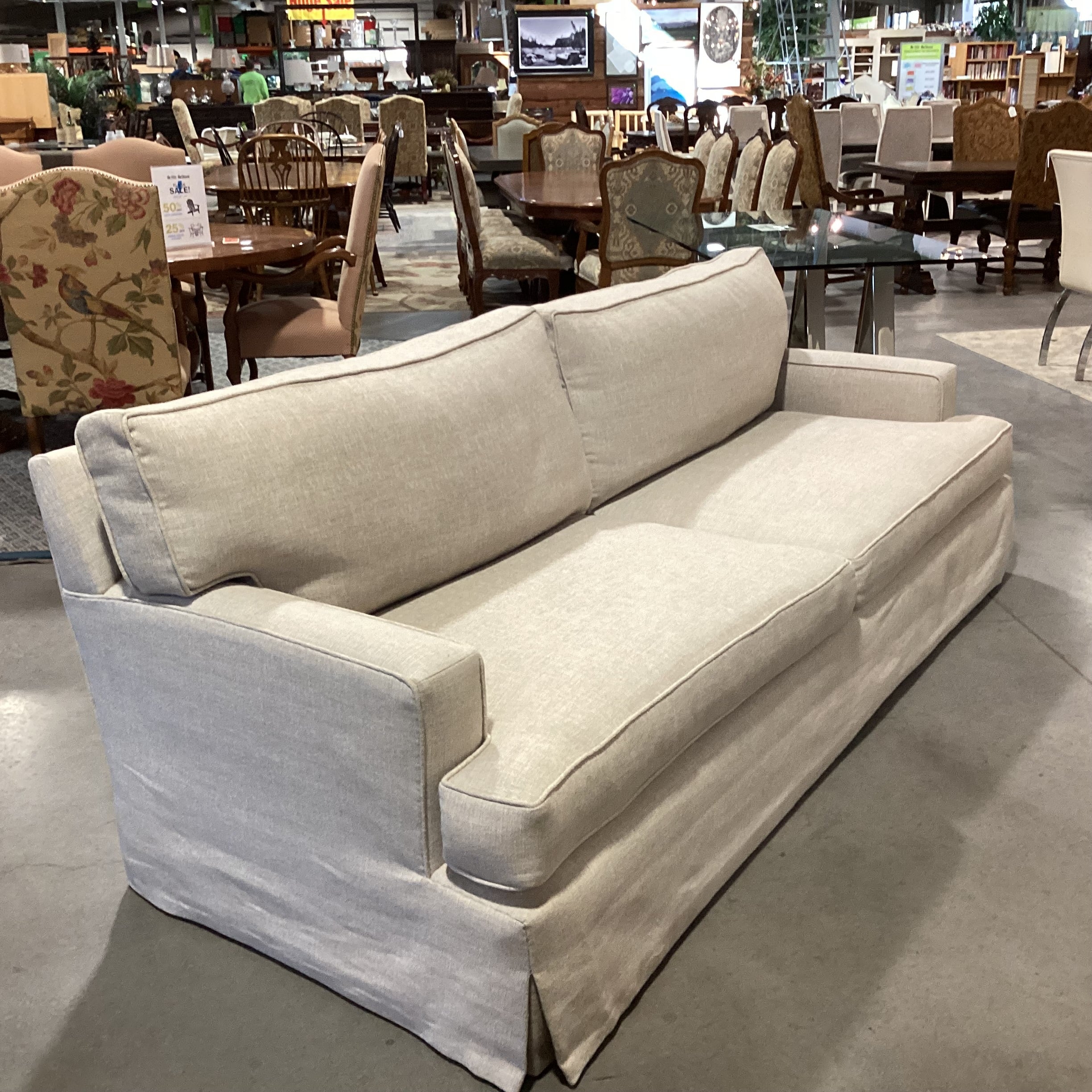 Barclay Buttera Home Los Angeles Oatmeal Heavy Texture Down Mix Custom Sofa 98"x 41"x 32"