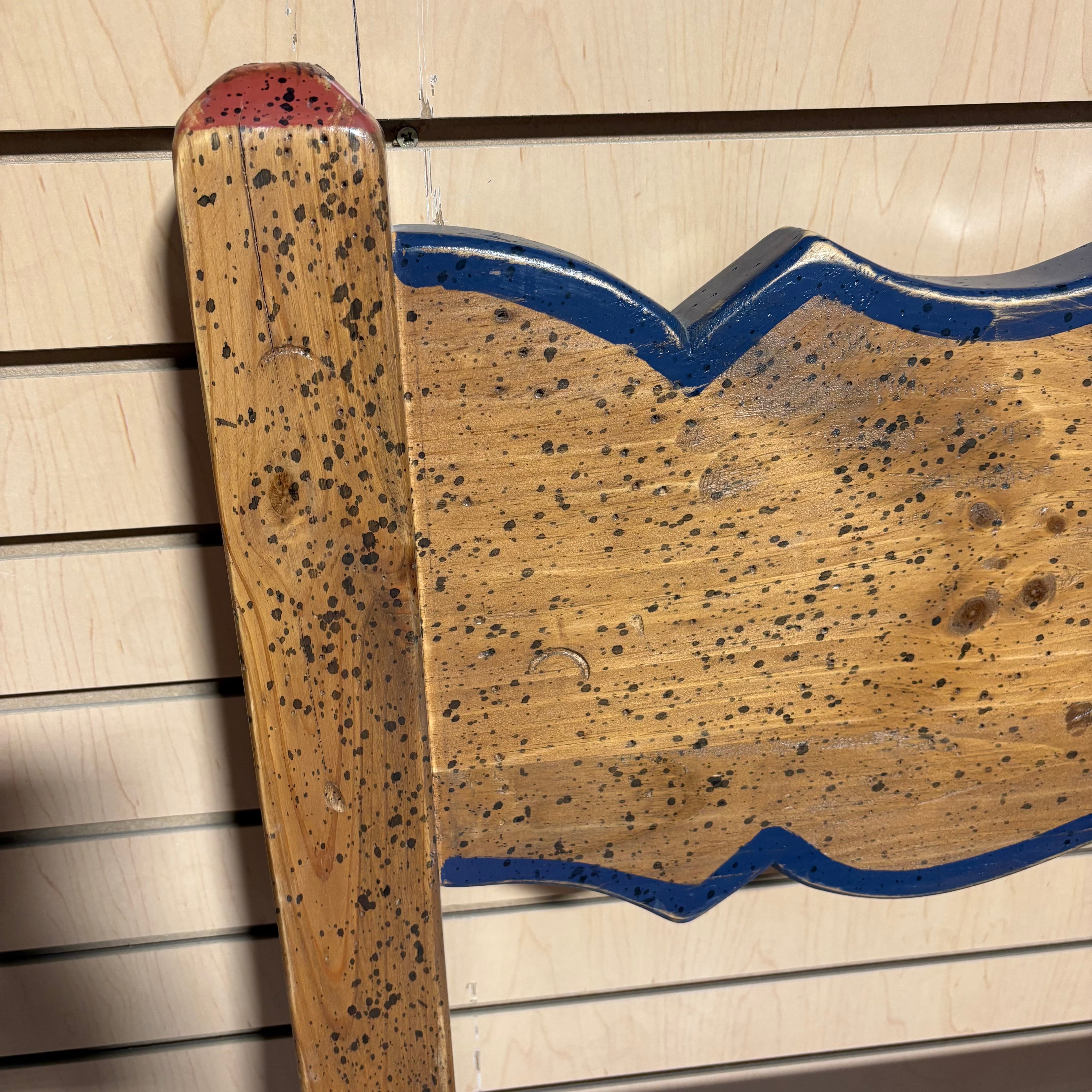 TWIN David Marsh Blue and Red Painted Solid Wood Headboard