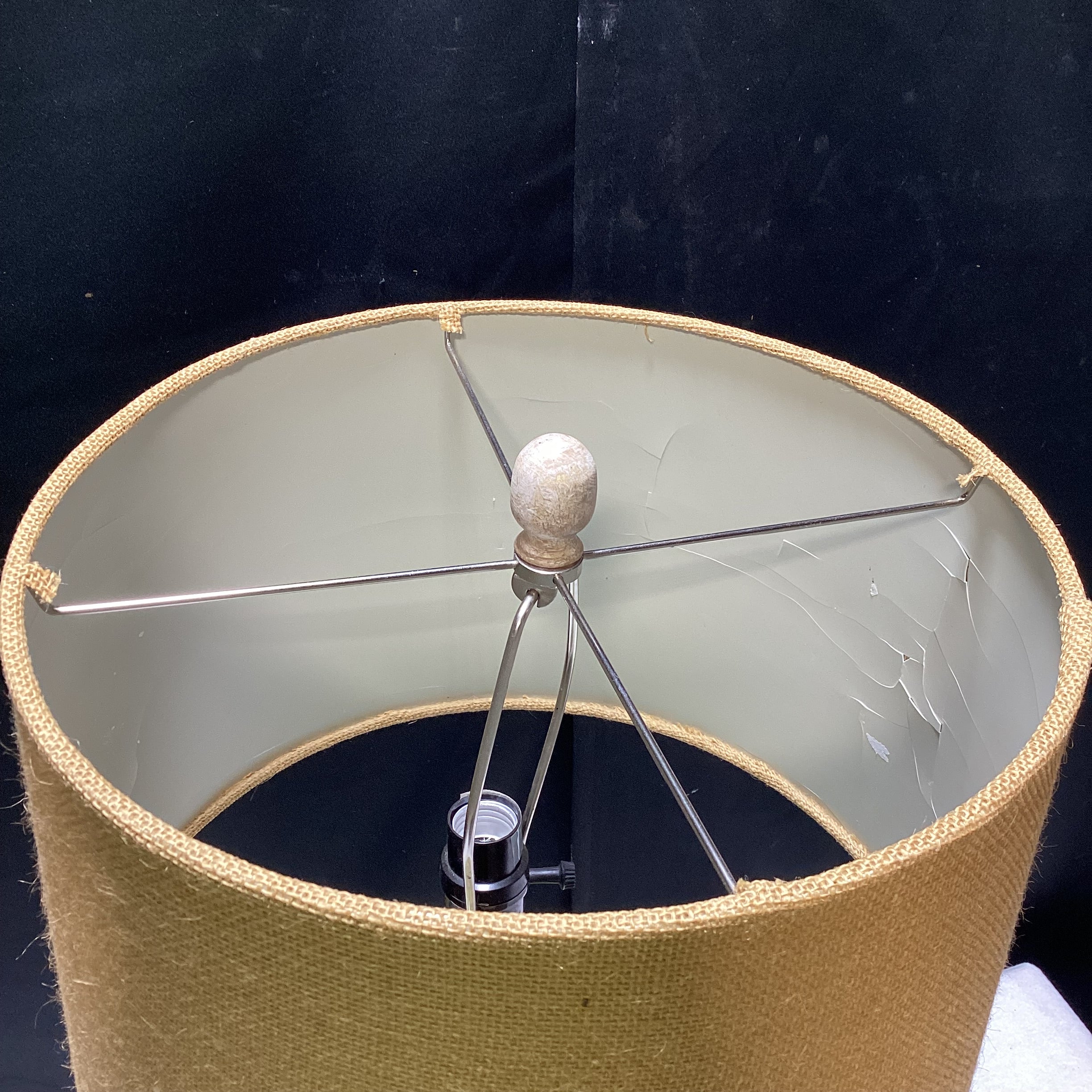 Nautical Style Textured Glass Table Lamp With Rattan Shade 14" x 28.5" x 7"