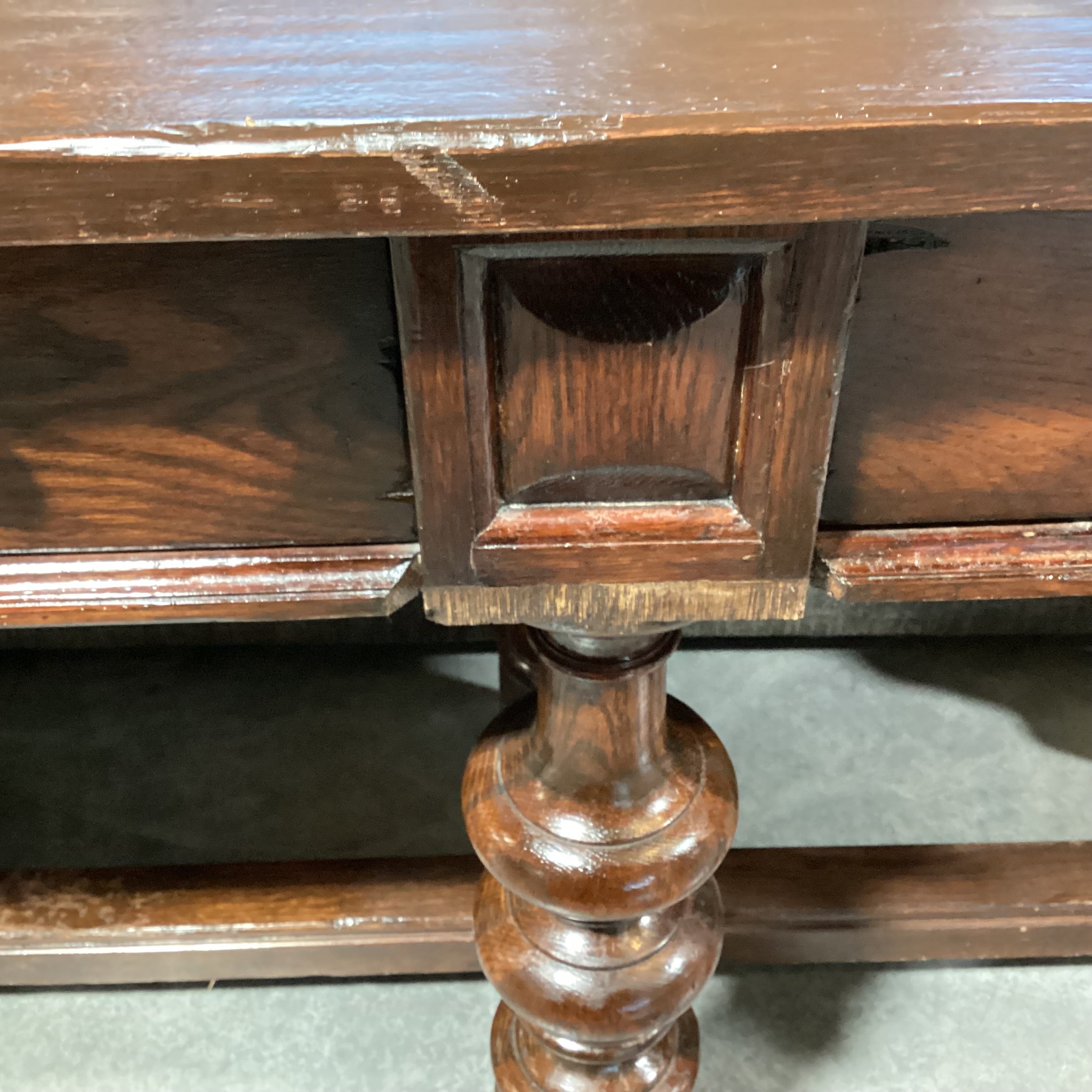 Carved Wood 2 Drawer with Ornate Legs & Trestle Sofa Table 72"x 24"x 36"