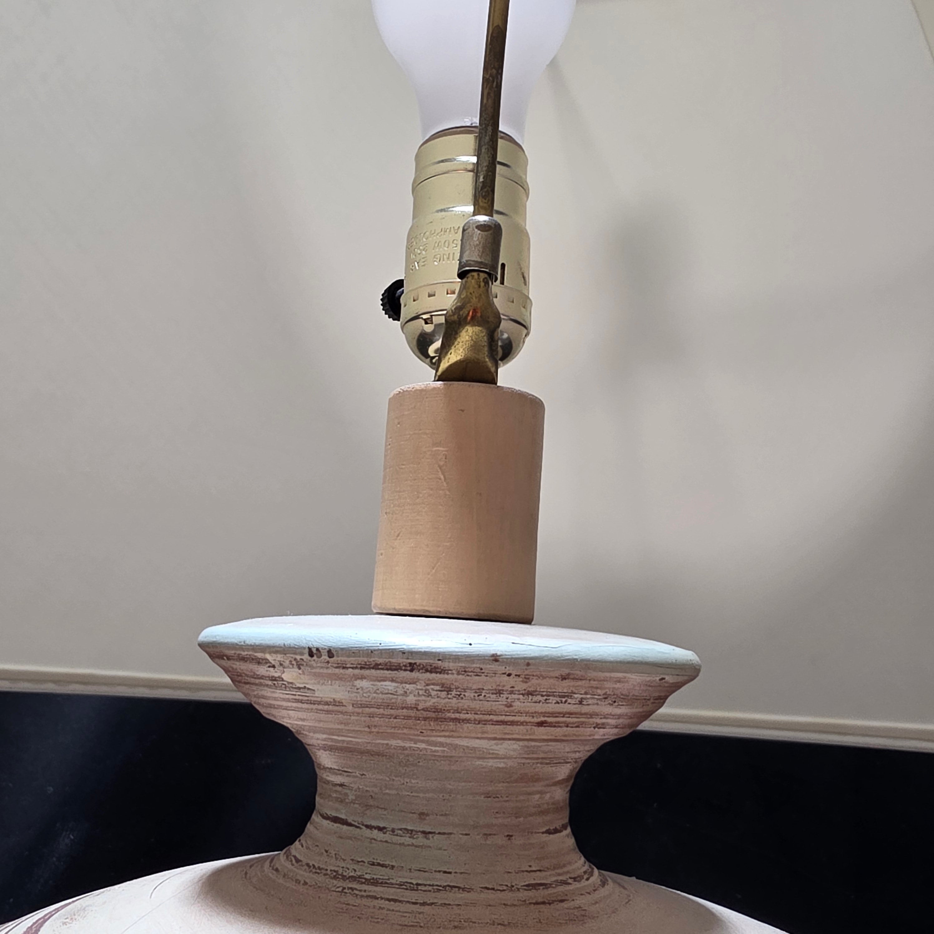 1986 Casual Lamps Ceramic Carved Concentric Groove Pattern 23"Dx33"