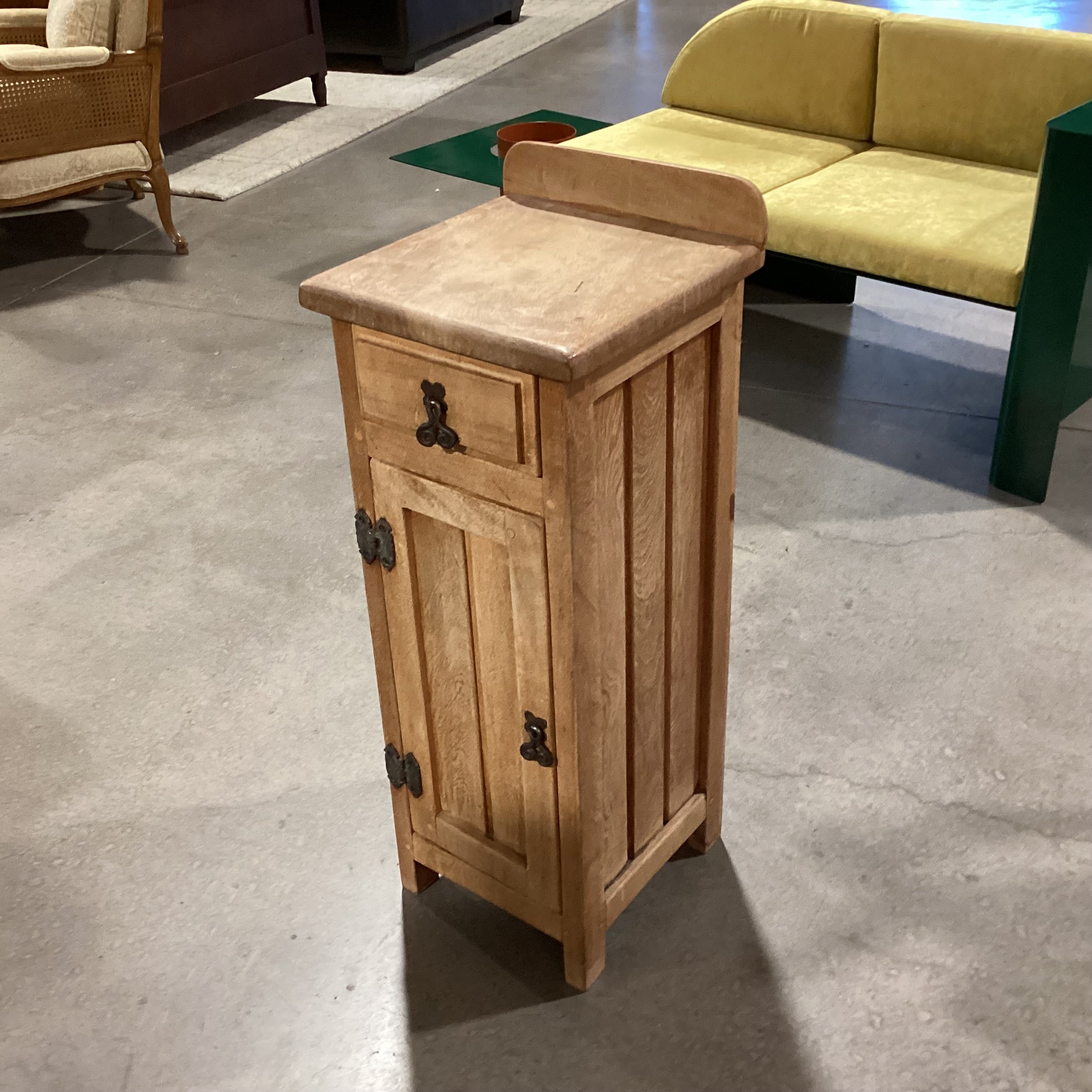 Solid Natural Wood 1 Drawer 1 Door with Shelf Cabinet End Table 13"x 13"x 34"