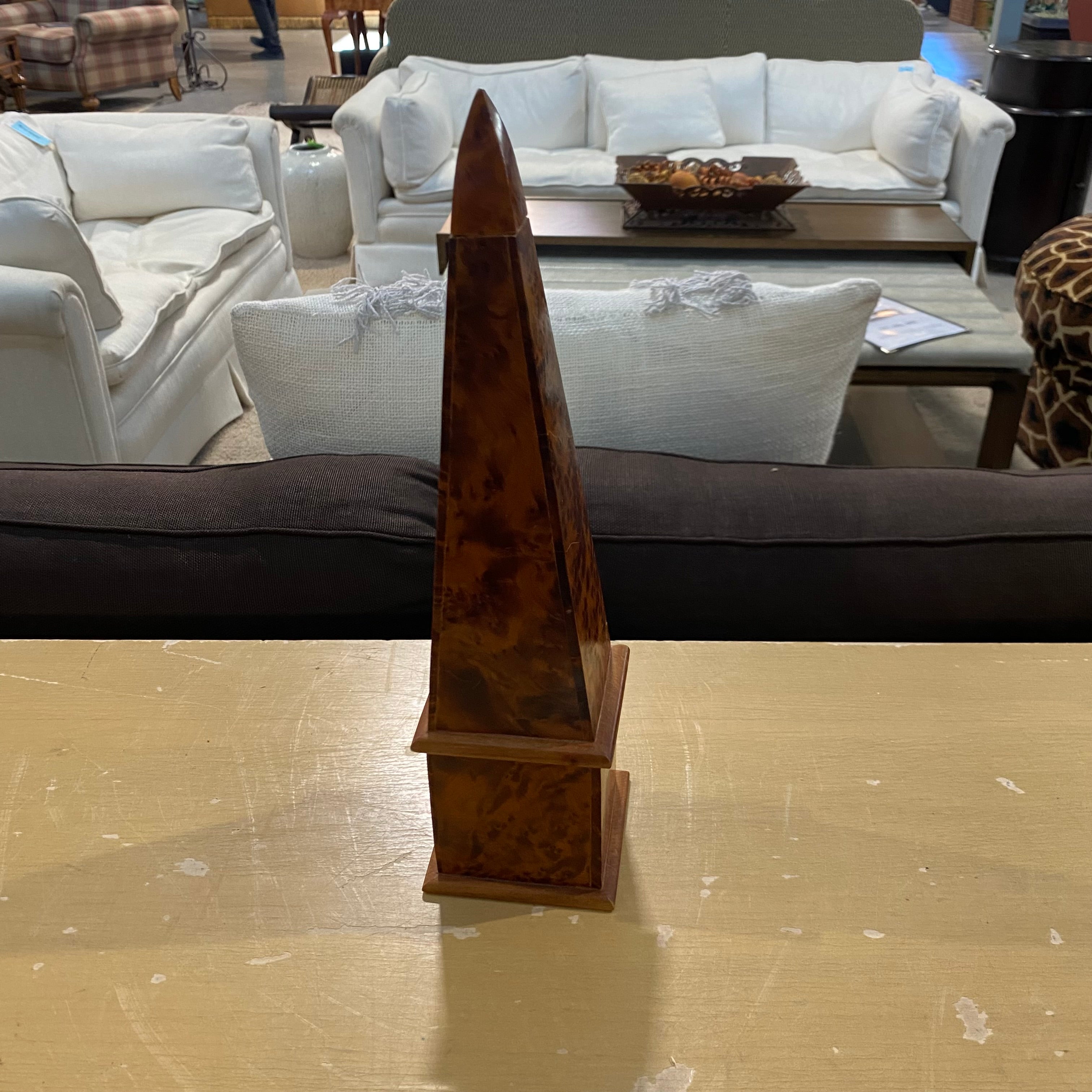 Decorative Burl wood Obelisk 3.25"x 3.25"x 13"