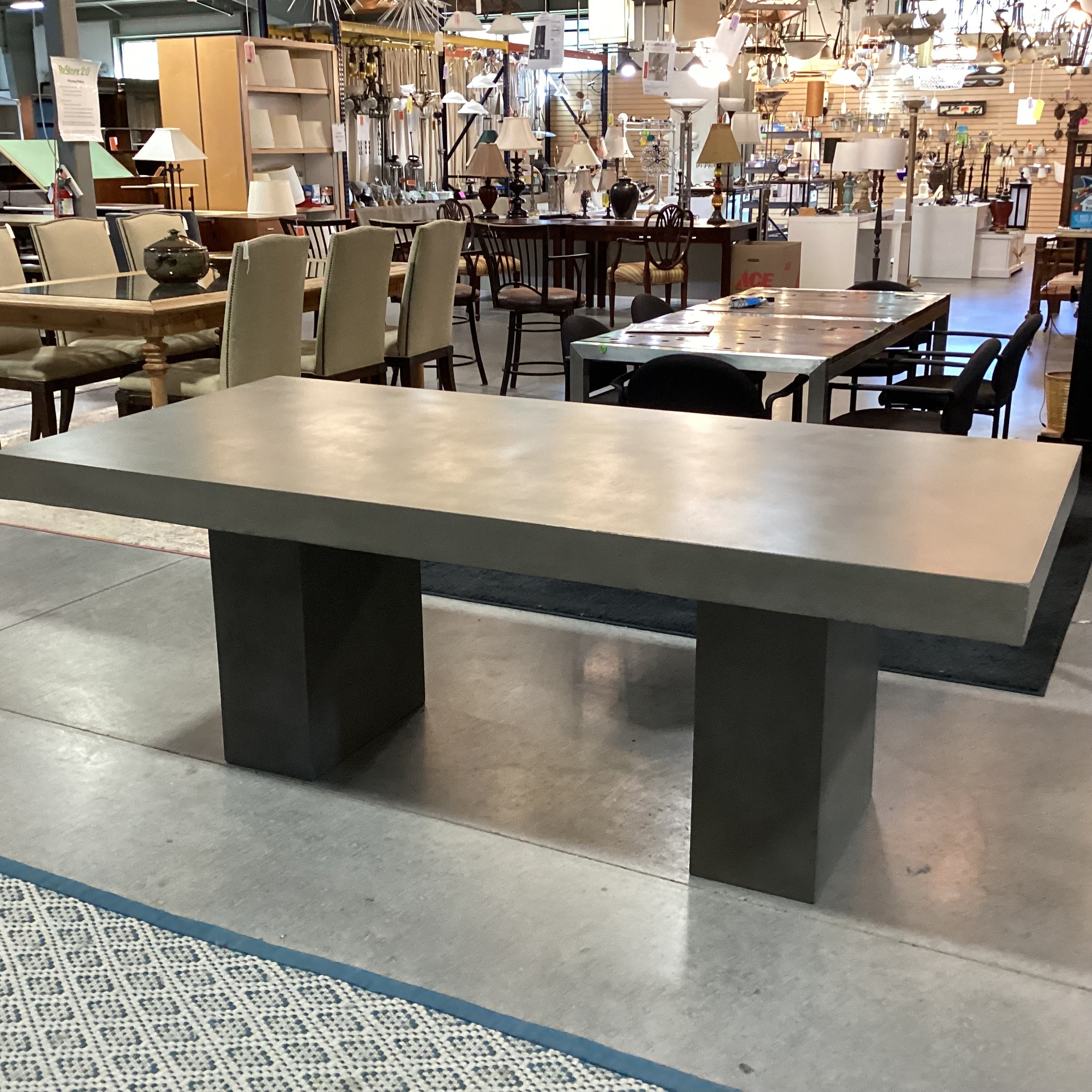 Concrete Double Pedestal Rectangle Dining Table 82.5"x 39.5"x 31"