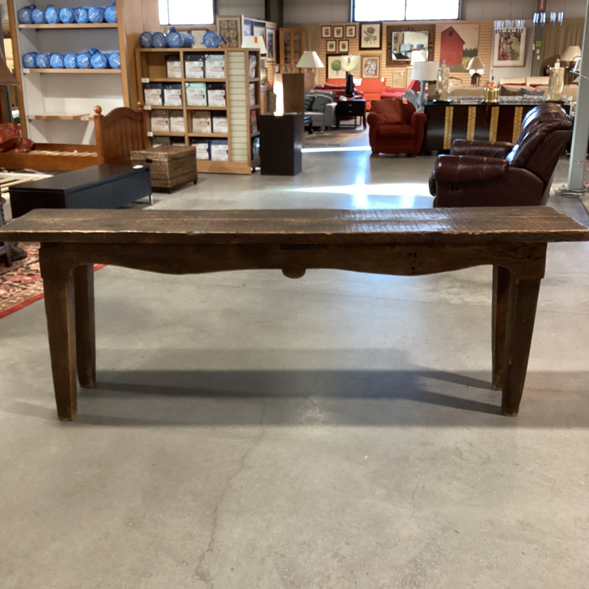 Antique Rustic Reclaimed Wood Console Sofa Table 89"x 20"x 32"