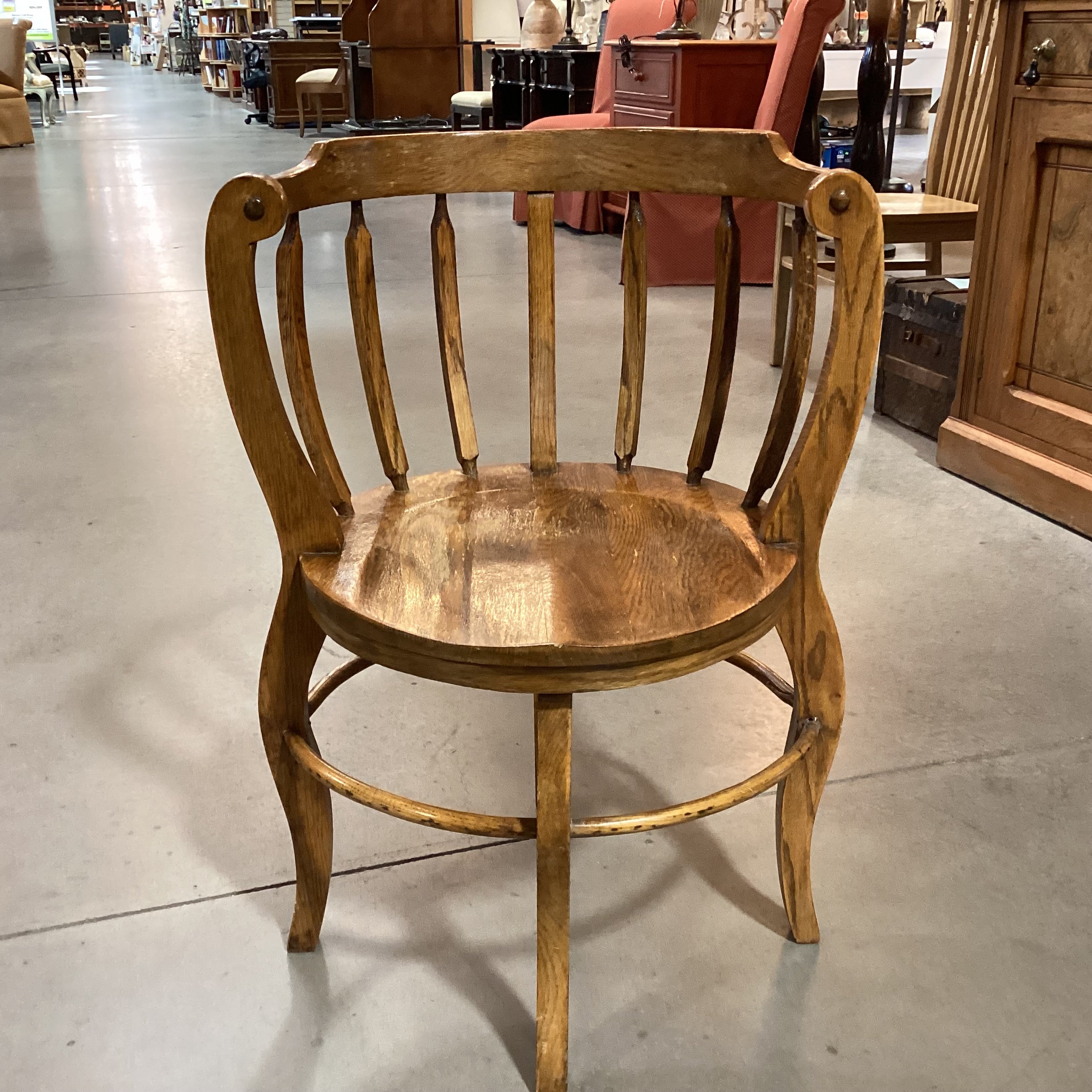 Antique Round Barrel Back Spindle Chair 20" Diameter x 30.5"