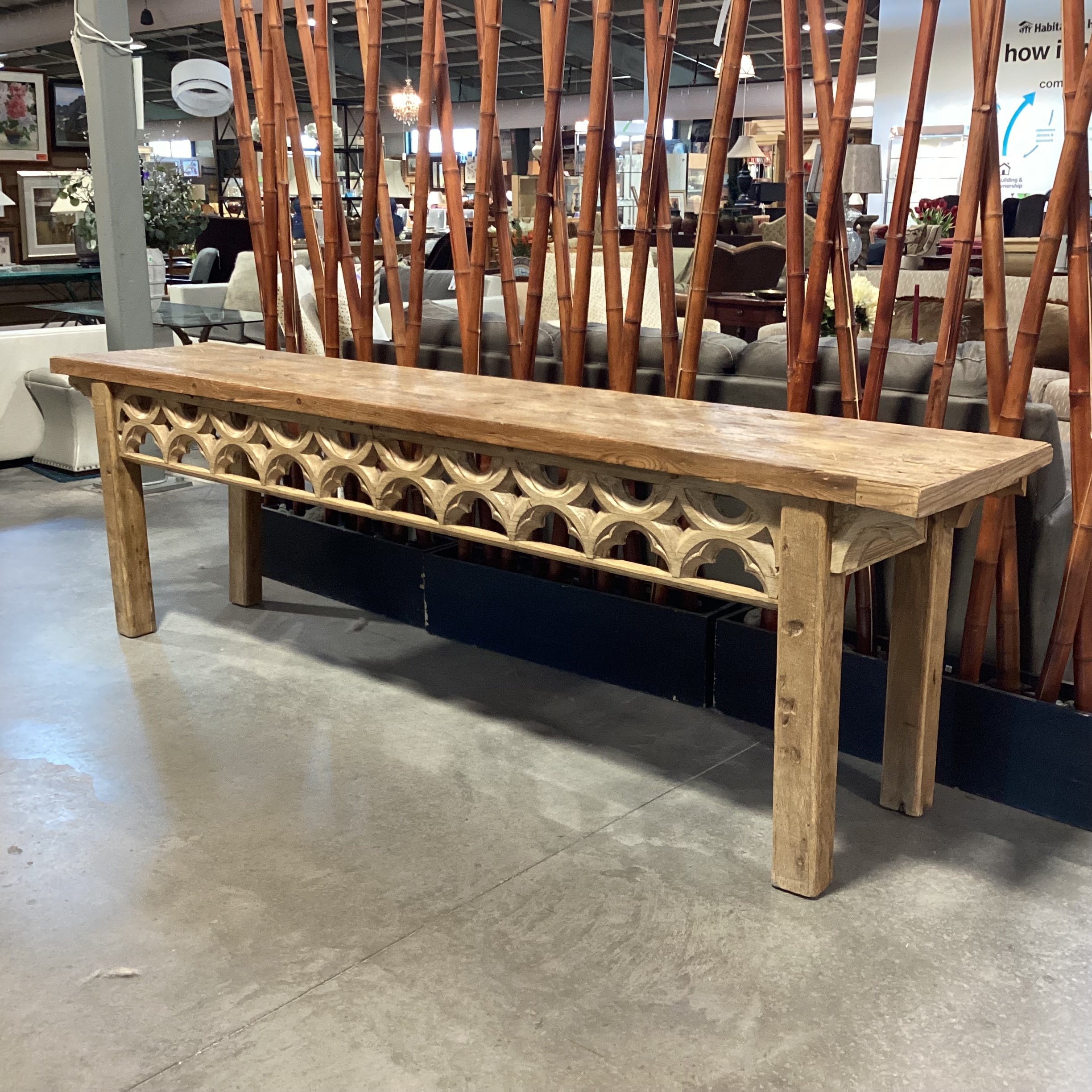 Antique Natural Distressed Wood Sofa Table 108"x 21"x 32"
