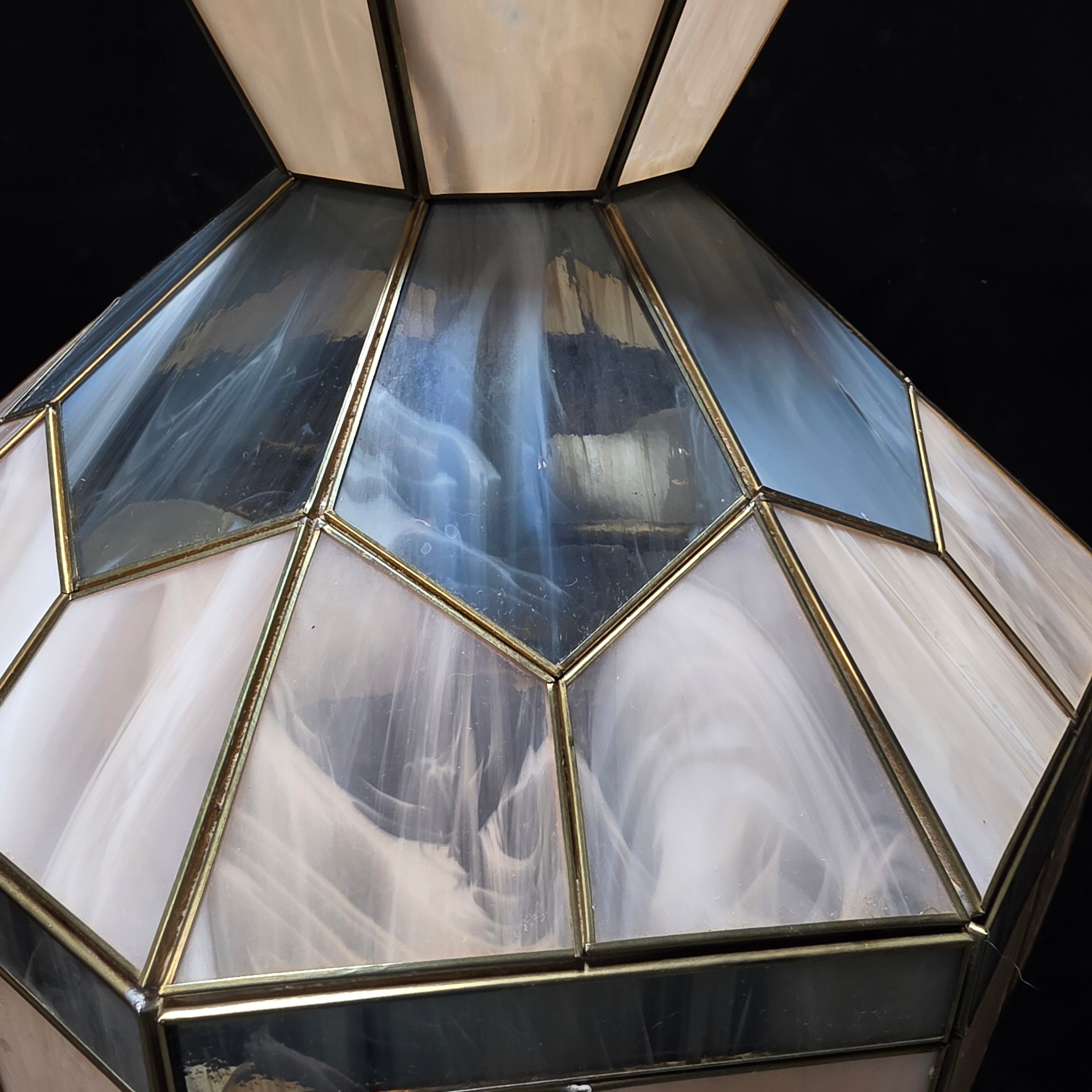 Antique Tiffany Style Square Base Table Lamp 10"x10"x28"