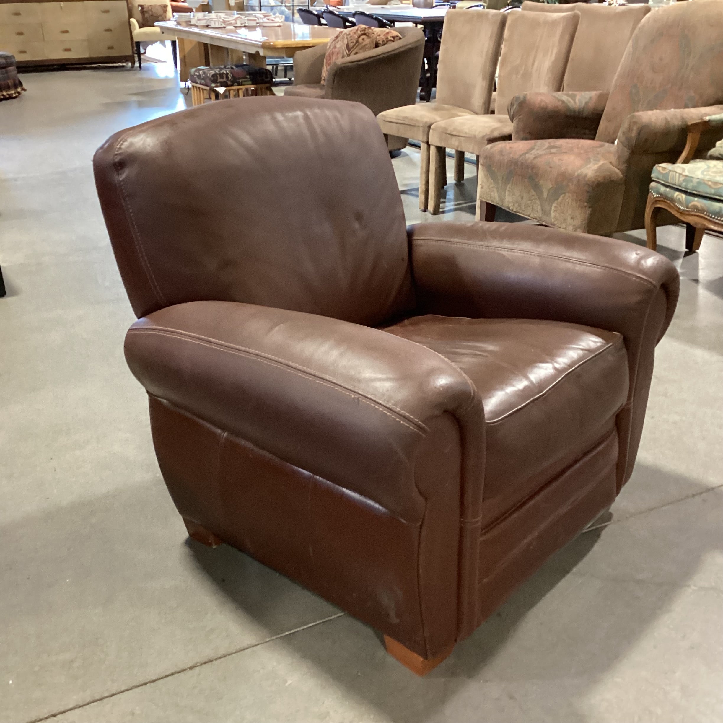 Calia Brown Leather Chair 40"x 34"x 36"