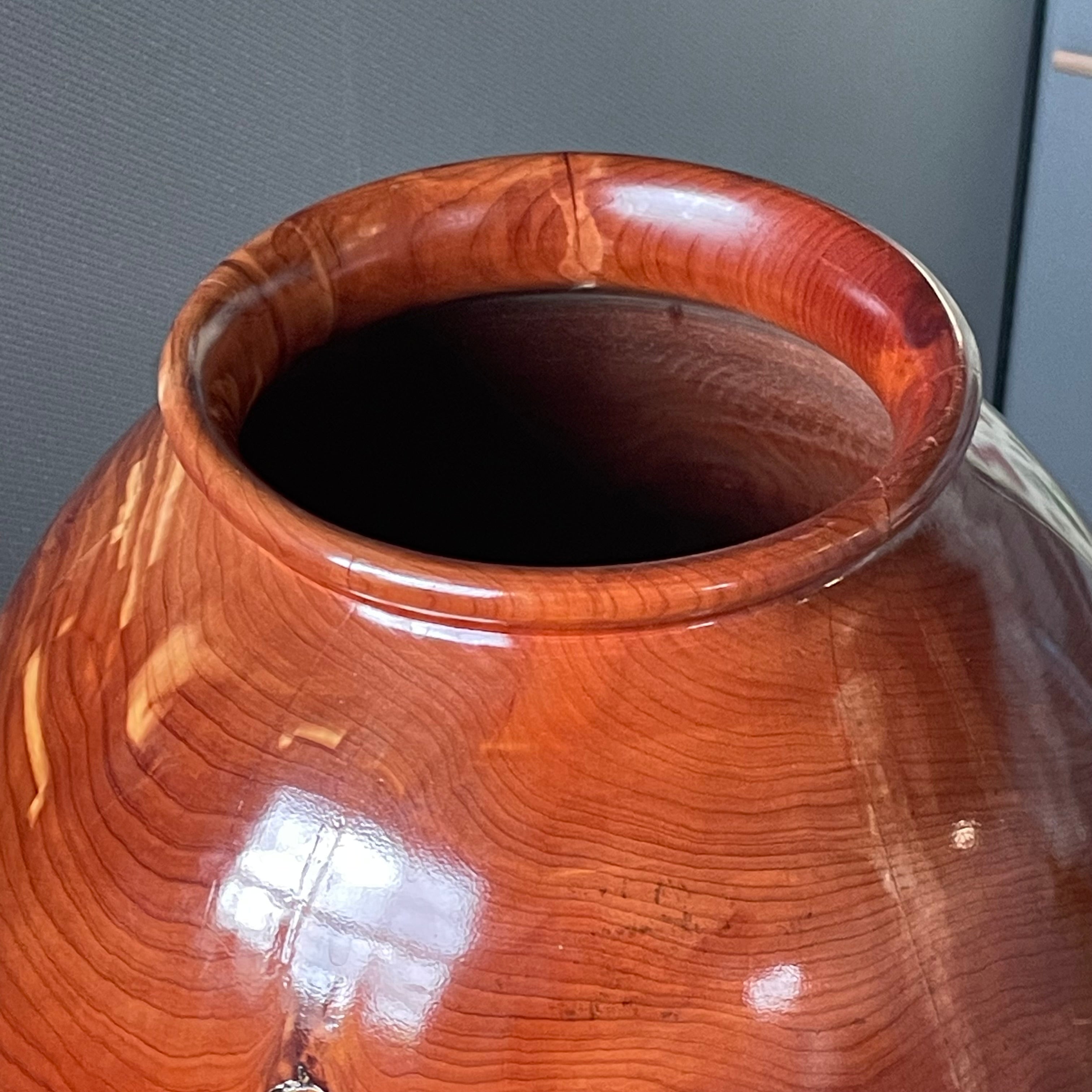 John Scott, Colorado Artist Hand-Turned Burl Wood Vase, 12"x 21"