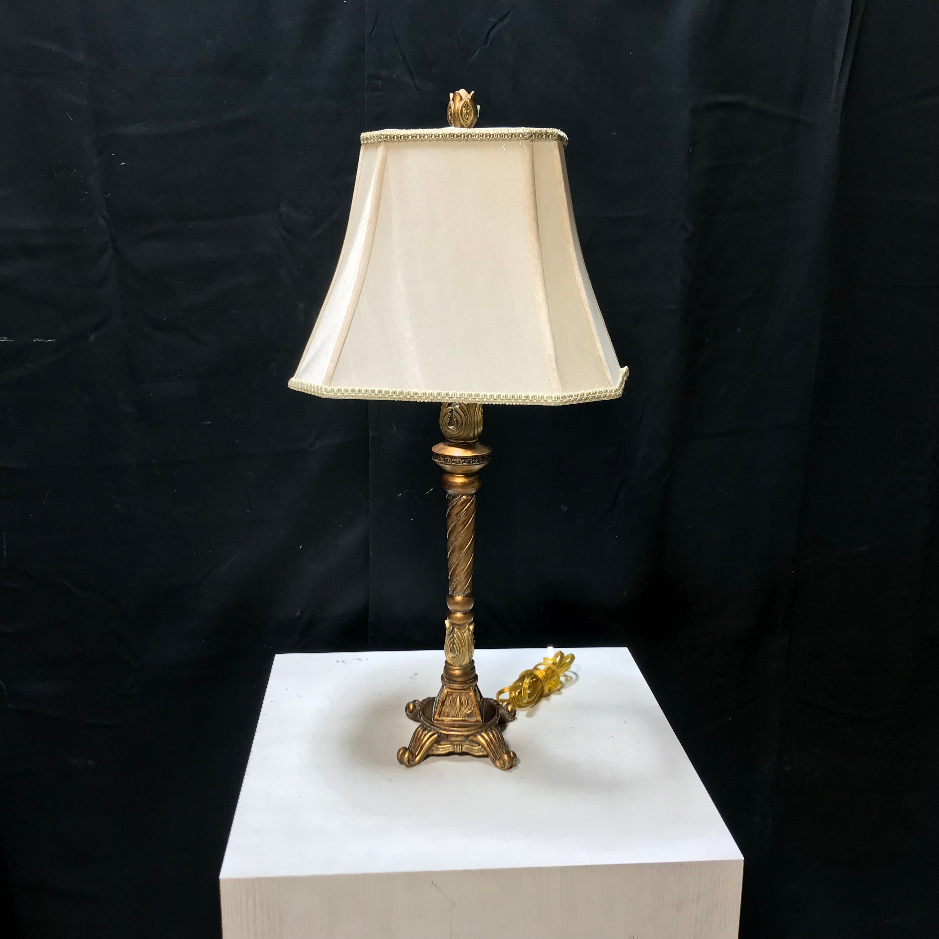 Brass Style Ceramic Column Table lamp With Shade 29" Tall