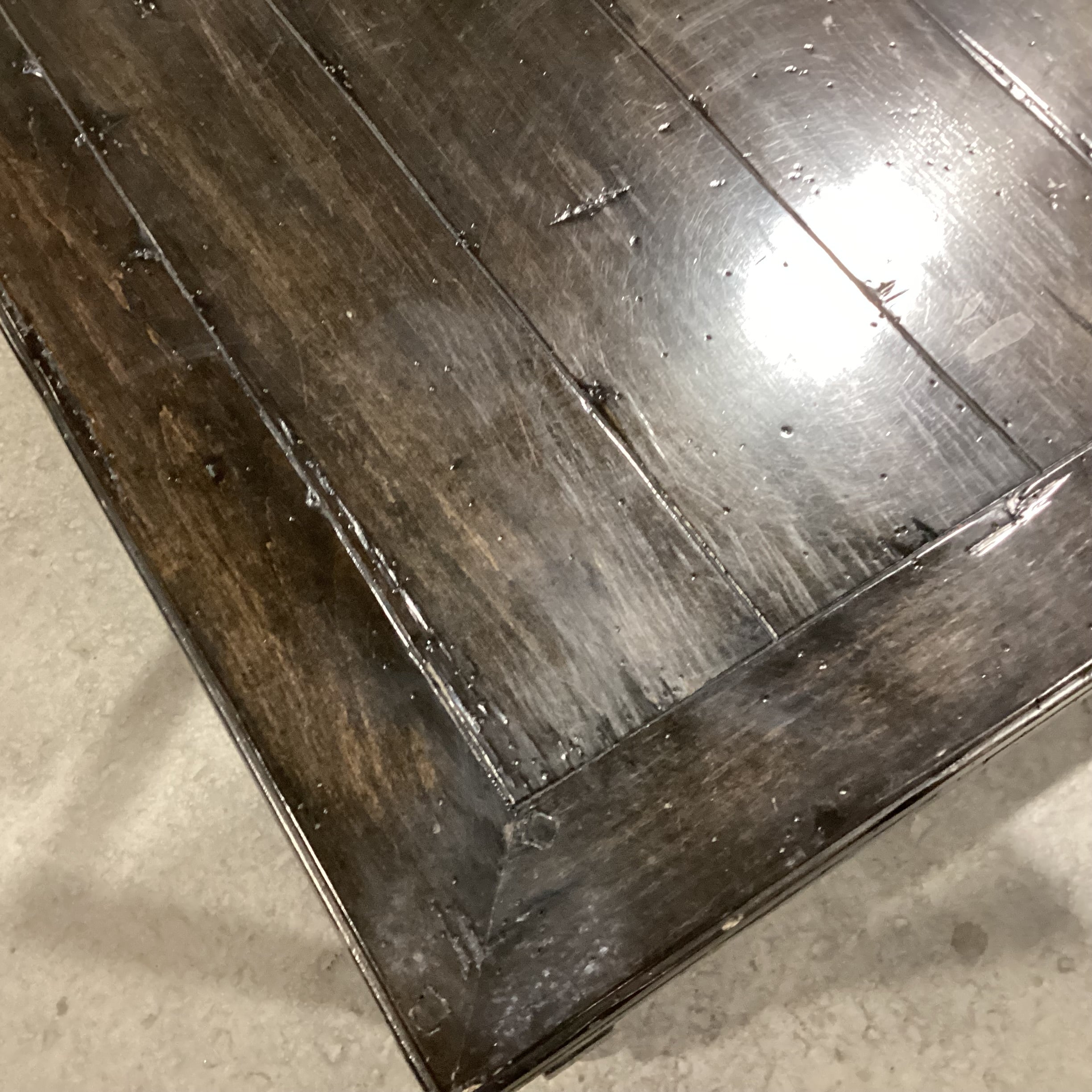 Dark Finish Distressed Wood 1 Drawer End Table 24"x 30"x 25.5"
