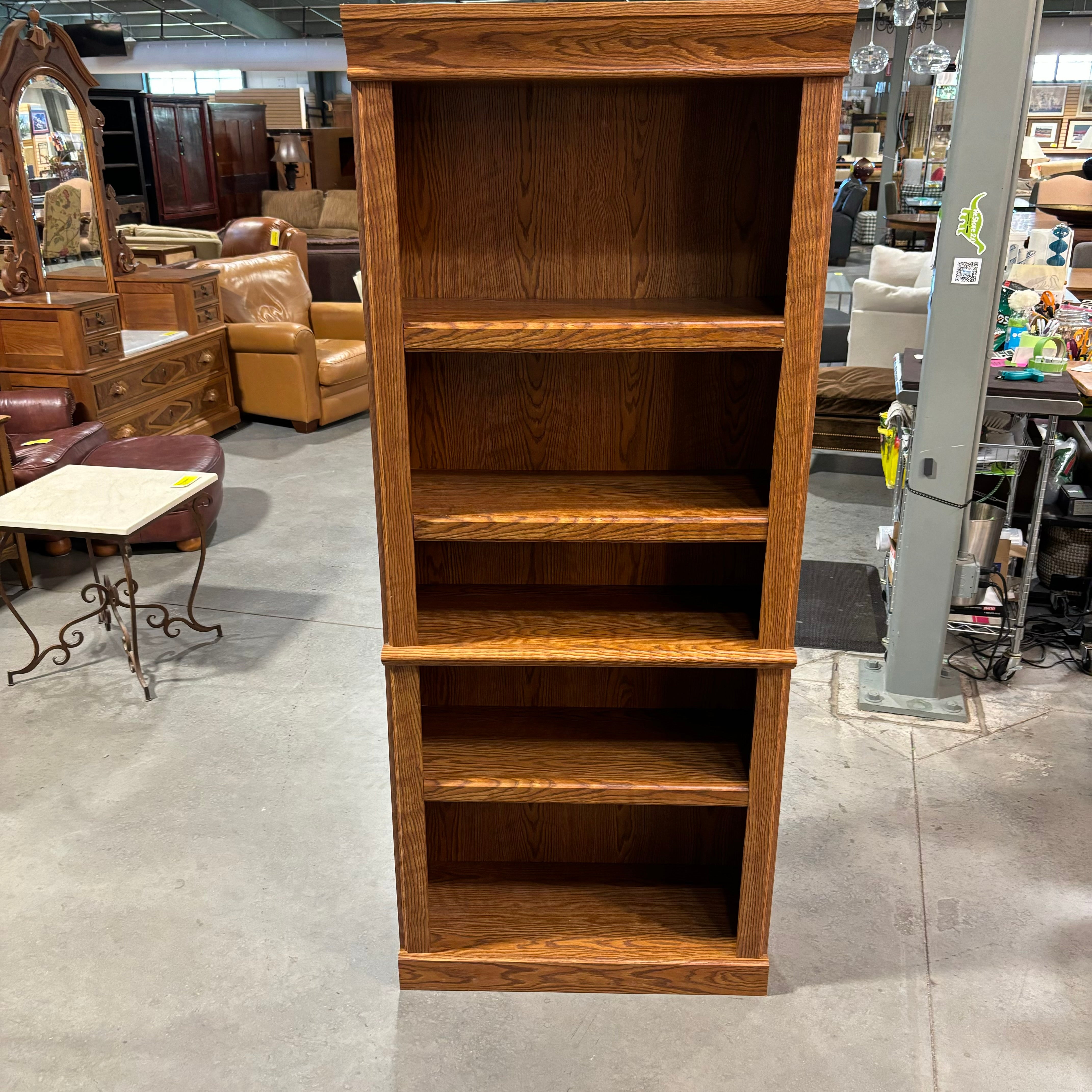 Medium Finish Wood with 4 Adjustable Height Shelves Bookcase 29.5"x 12"x 71.5"
