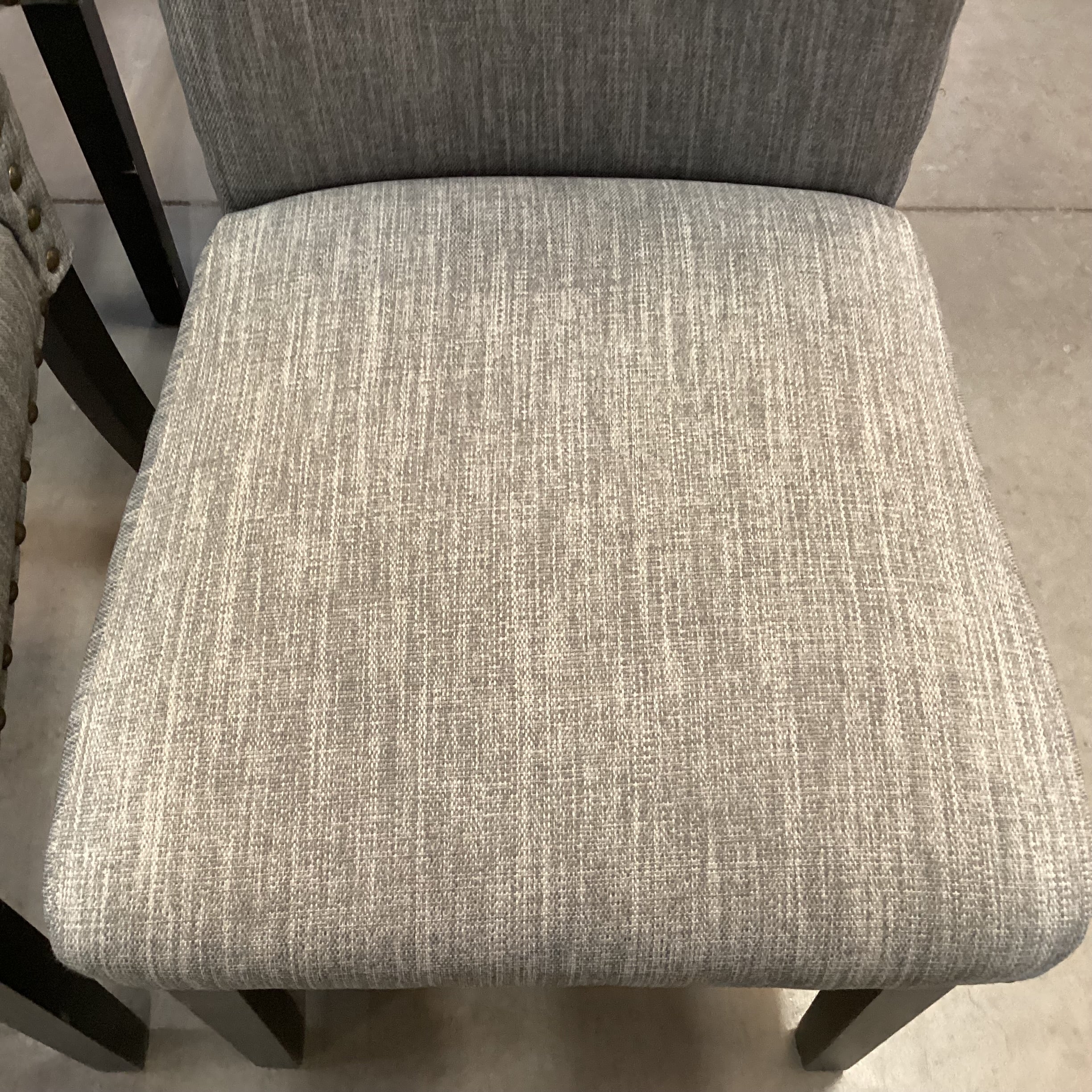 SET of 4 Grey Woven Nailhead with Black Wood Legs Dining Chairs 19"x 24"x 38"
