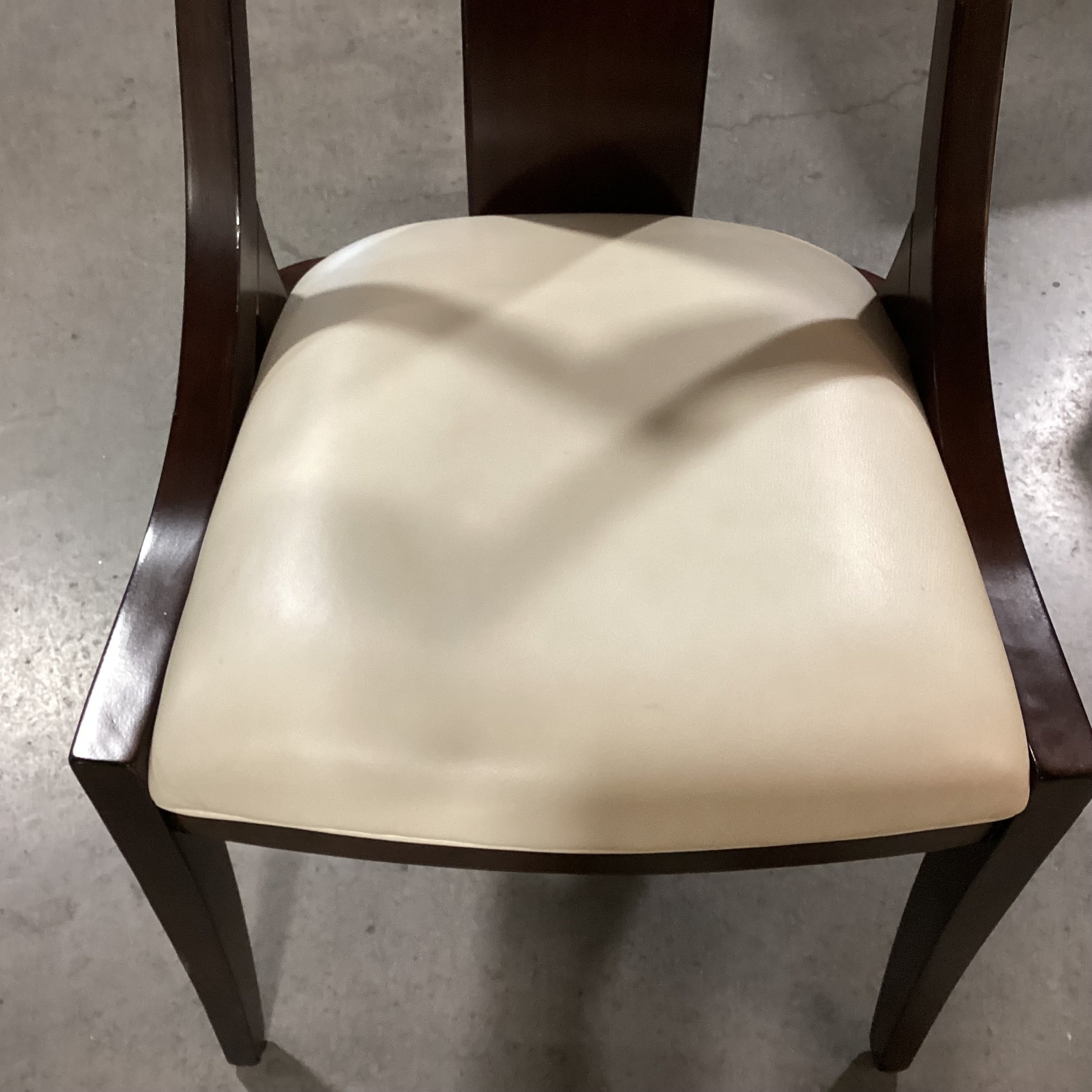 Dark Finish Wood Side Slope with Cream Leather Seat Chair 22"x 23"x 39"Chair 22"x 23"x 39"