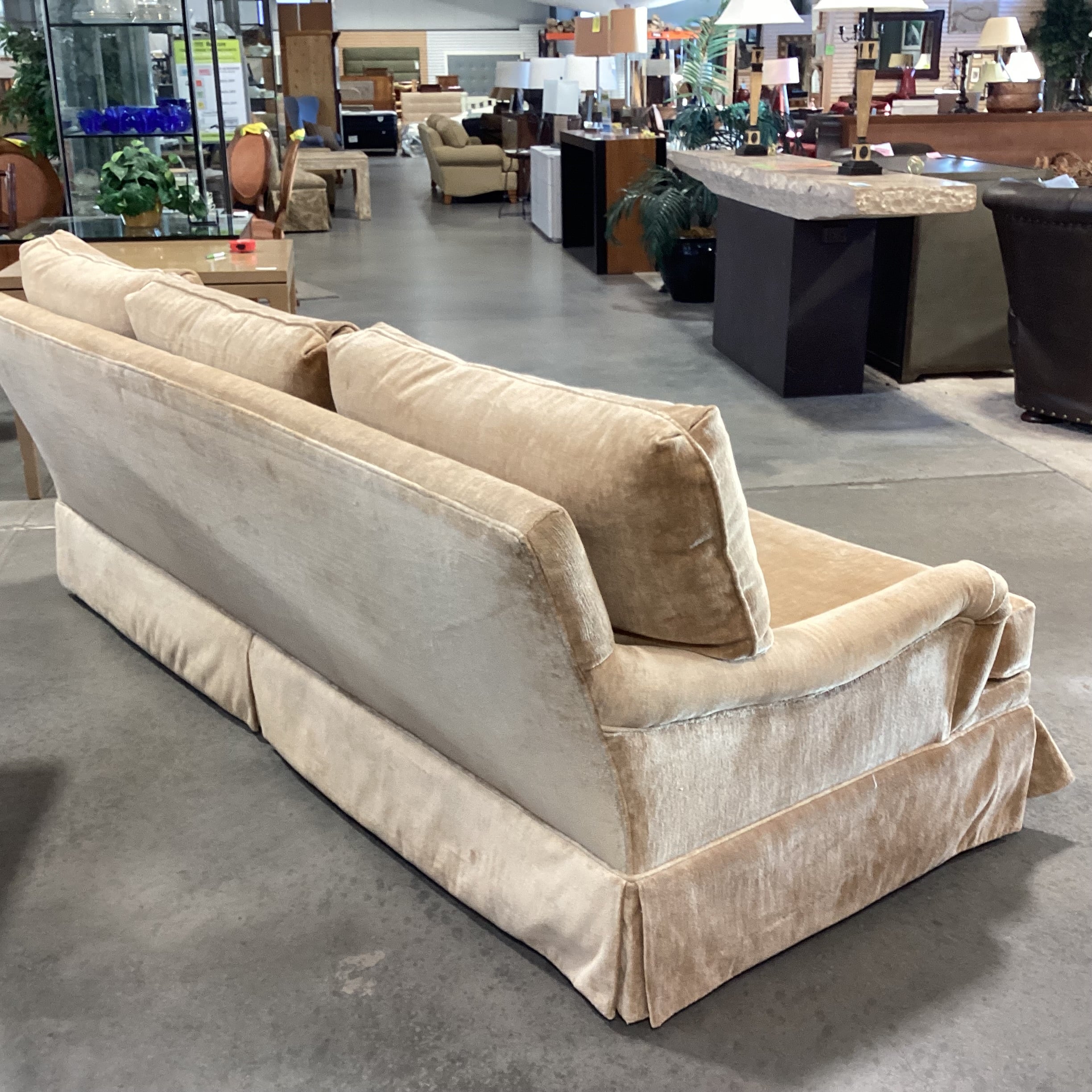 Custom Golden Woven Velvet Sofa 87"x 42"x 33"