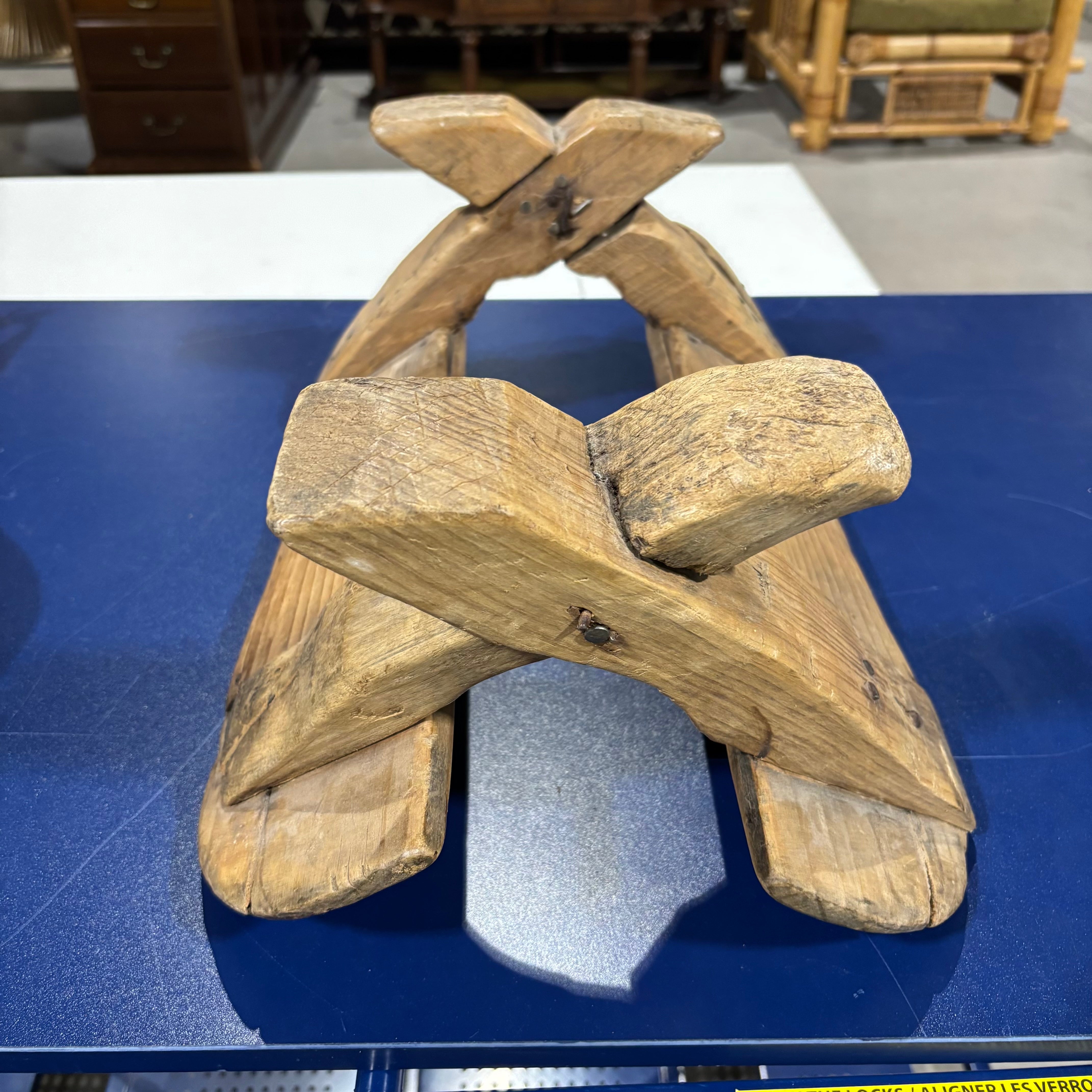 Antique WWI McClellan Saddle with Antique Wooden Saddle Stand or Pack Saddle