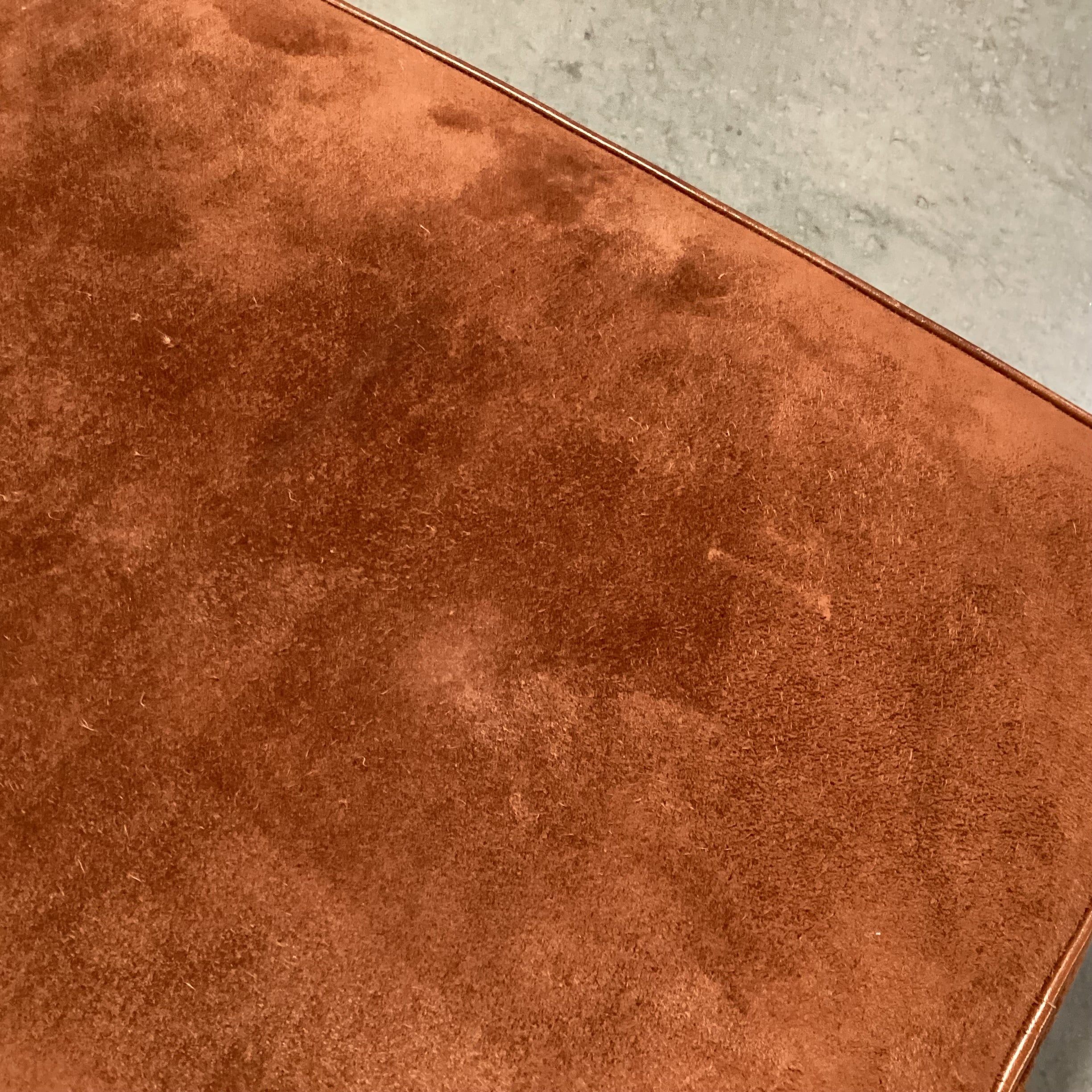 Hancock & Moore Suede & Leather Ottoman 28"x 22"x 16"