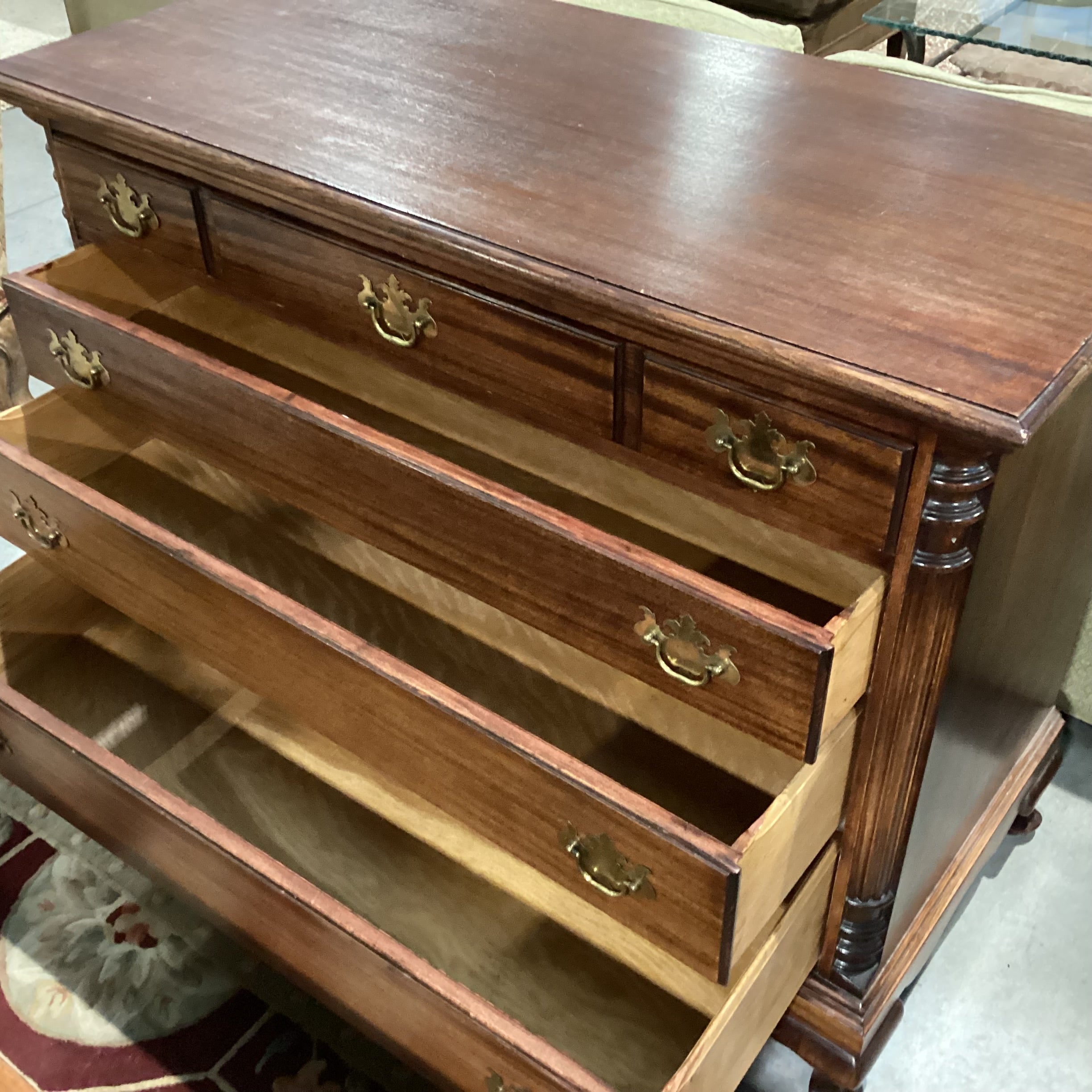 Antique Finished Mahogany 4 Drawer Chest 45"x 21"x 36"