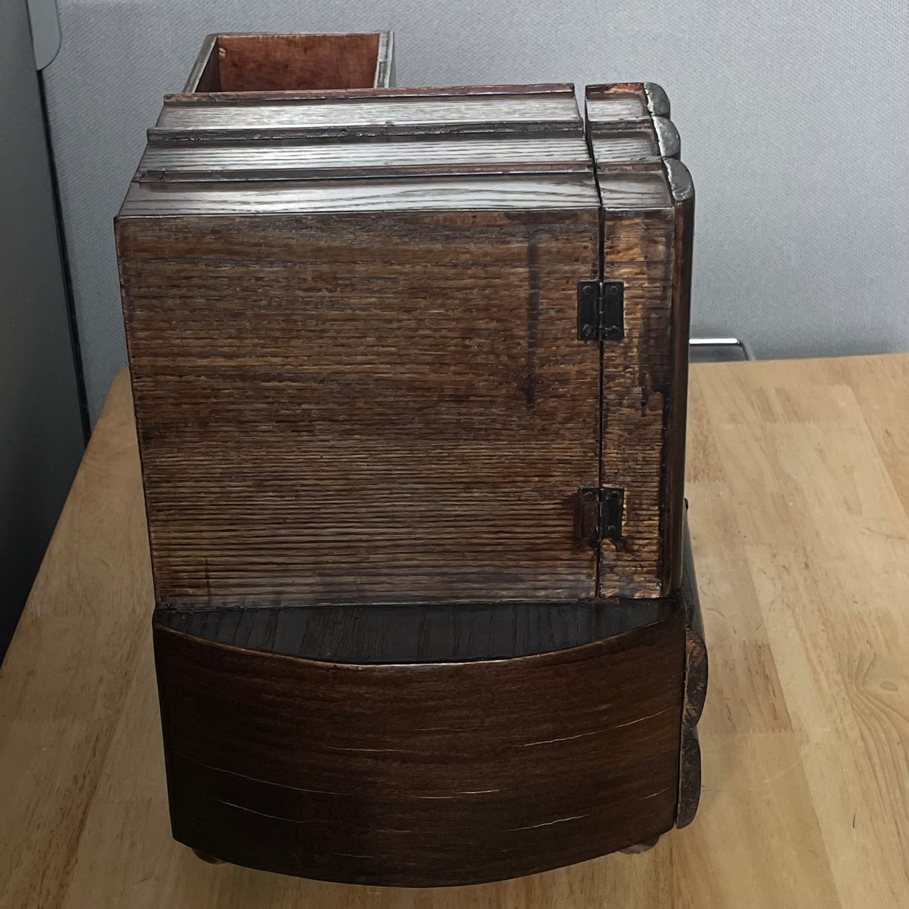 Vintage Chinese Desk Organizer Storage Box, 16.5"x 9.25"x 12.5"