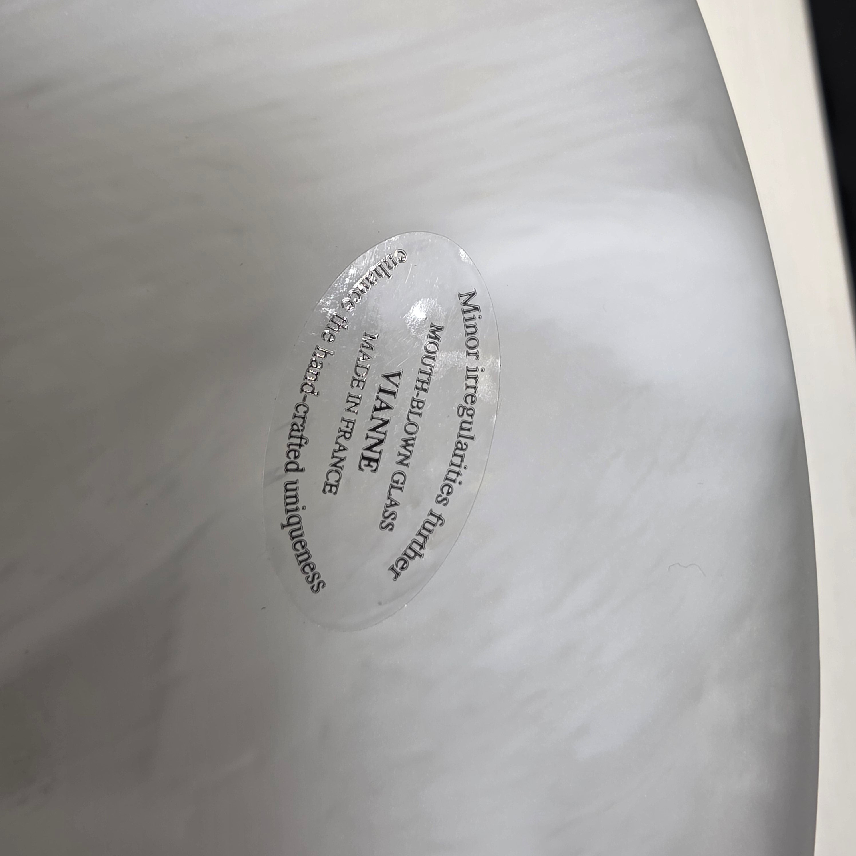 BRAND NEW Vianne Mouth Blown Glass from France Alabaster Pattern Ceiling Light 13"Dx6"