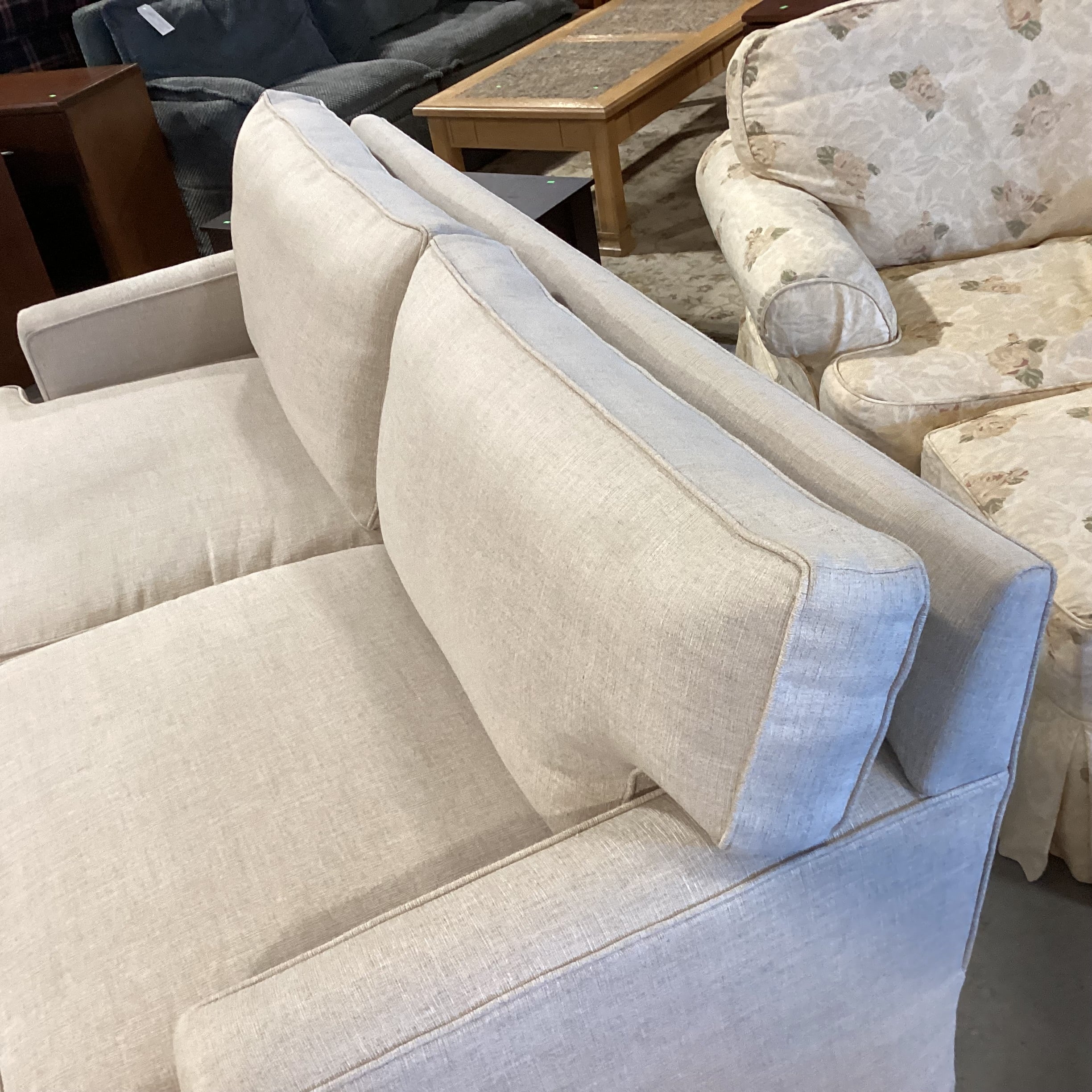 Barclay Buttera Home Los Angeles Oatmeal Heavy Texture Woven Down Mix Custom Sofa 85"x 41"x 32"