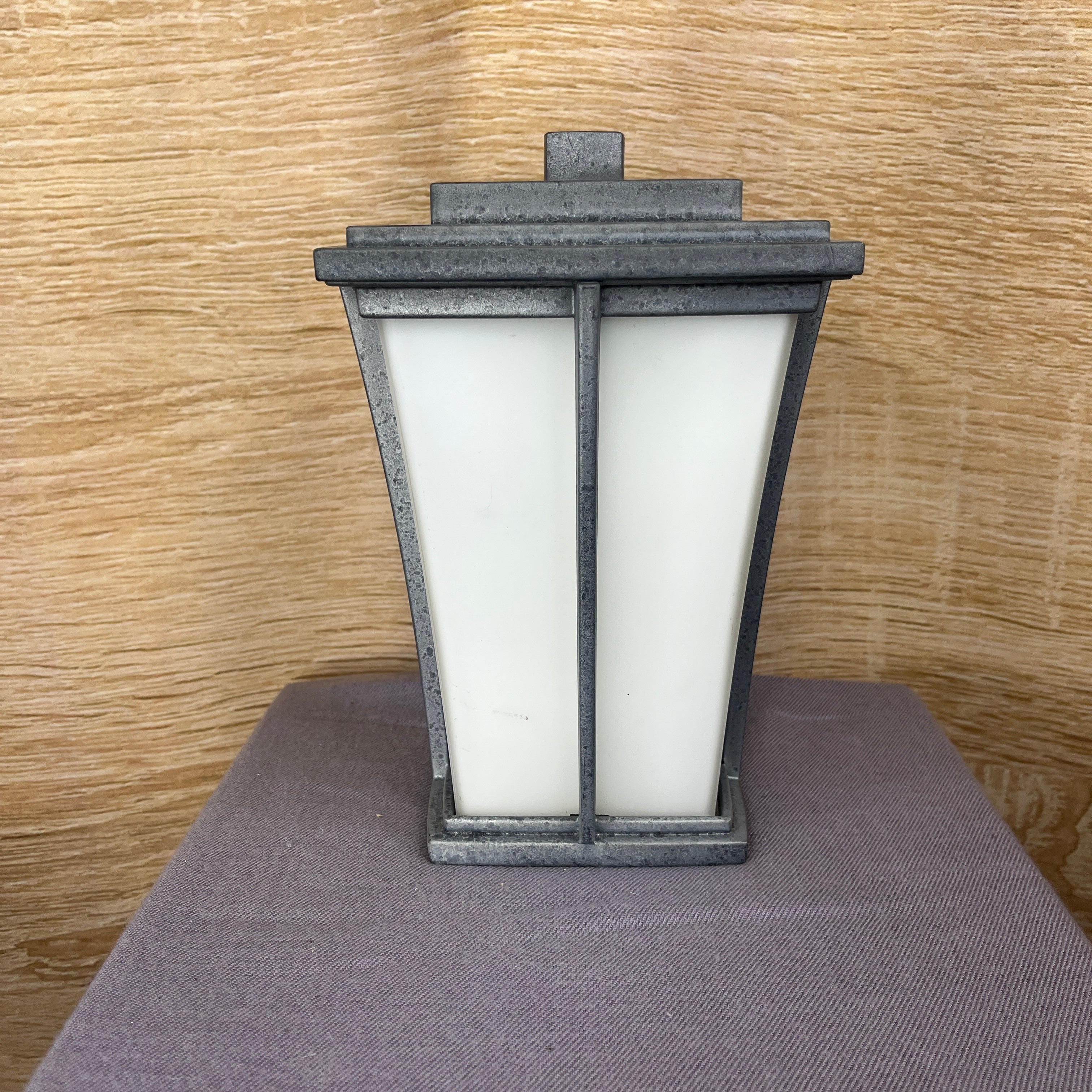 Kichler Transitional 1-Light Matte Grey and Milk Glass Lantern Outdoor Wall Sconce 7.5"x 10"x 8"