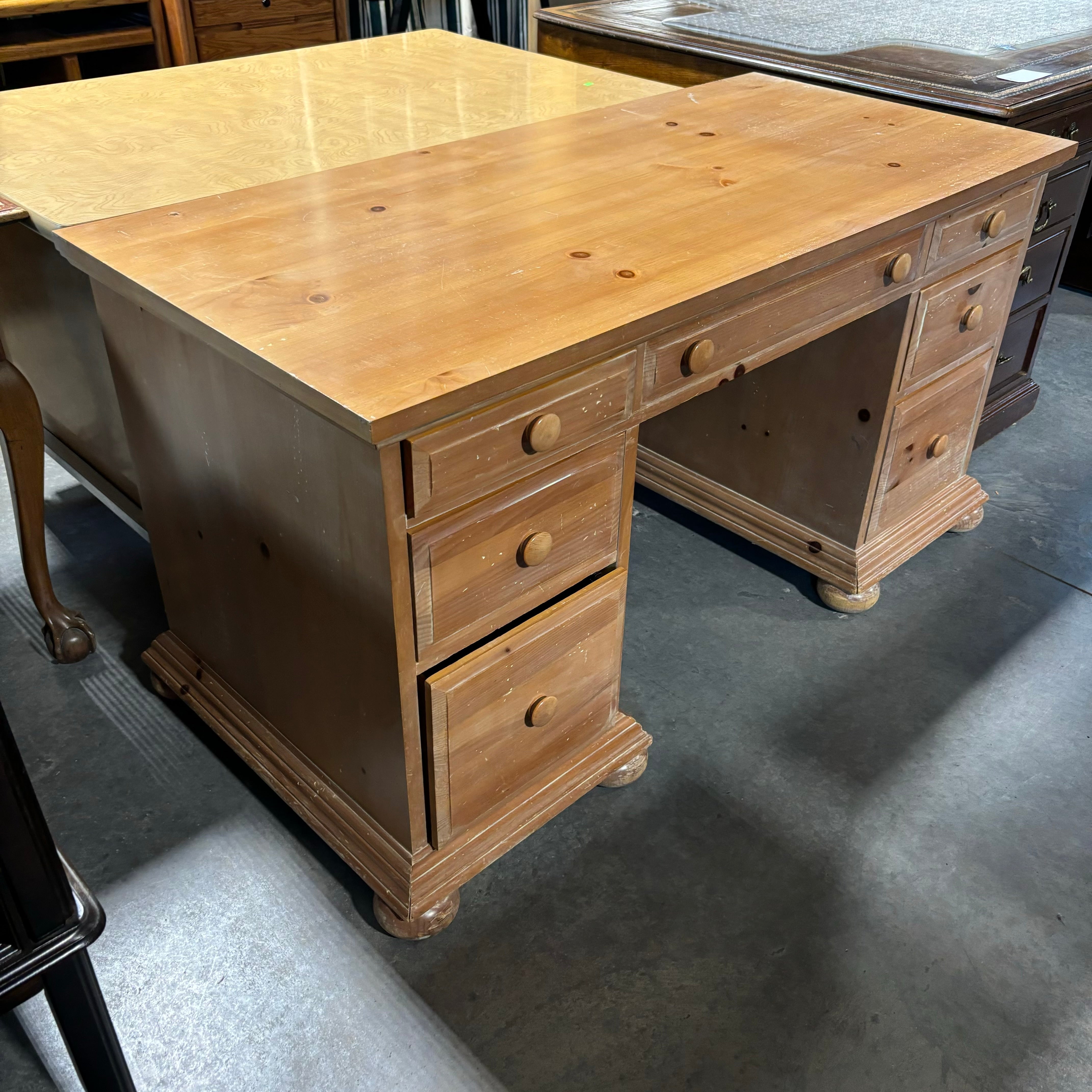 Light Wood Veneer 3 Drawer Teacher Desk 48"x 30"x 30"