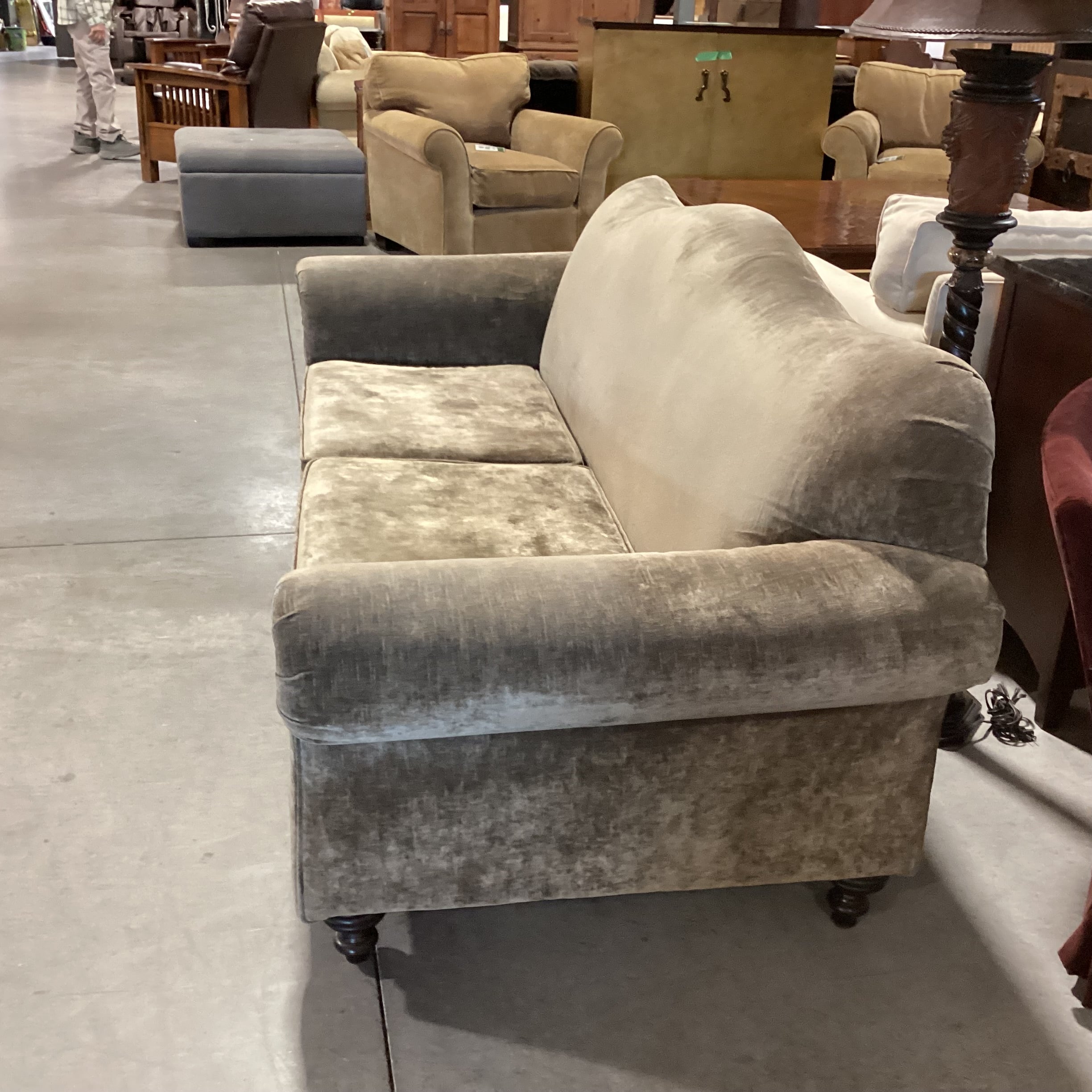 Westwood Industries Sage Velvet Curve Back & Roll Arm Sofa 84"x 36"x 37"