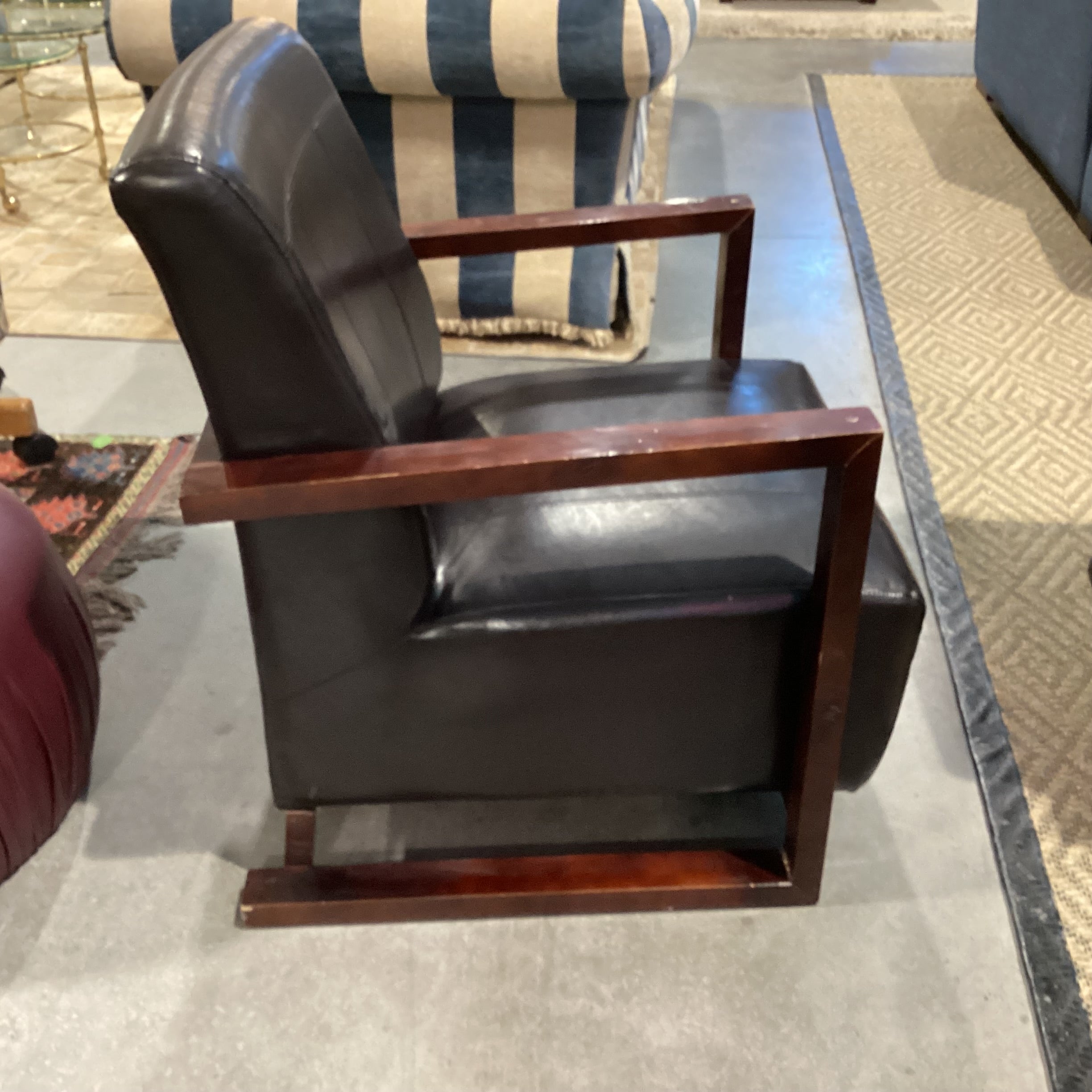 Faux Leather & Wood Chair 28"x 30"x 34"