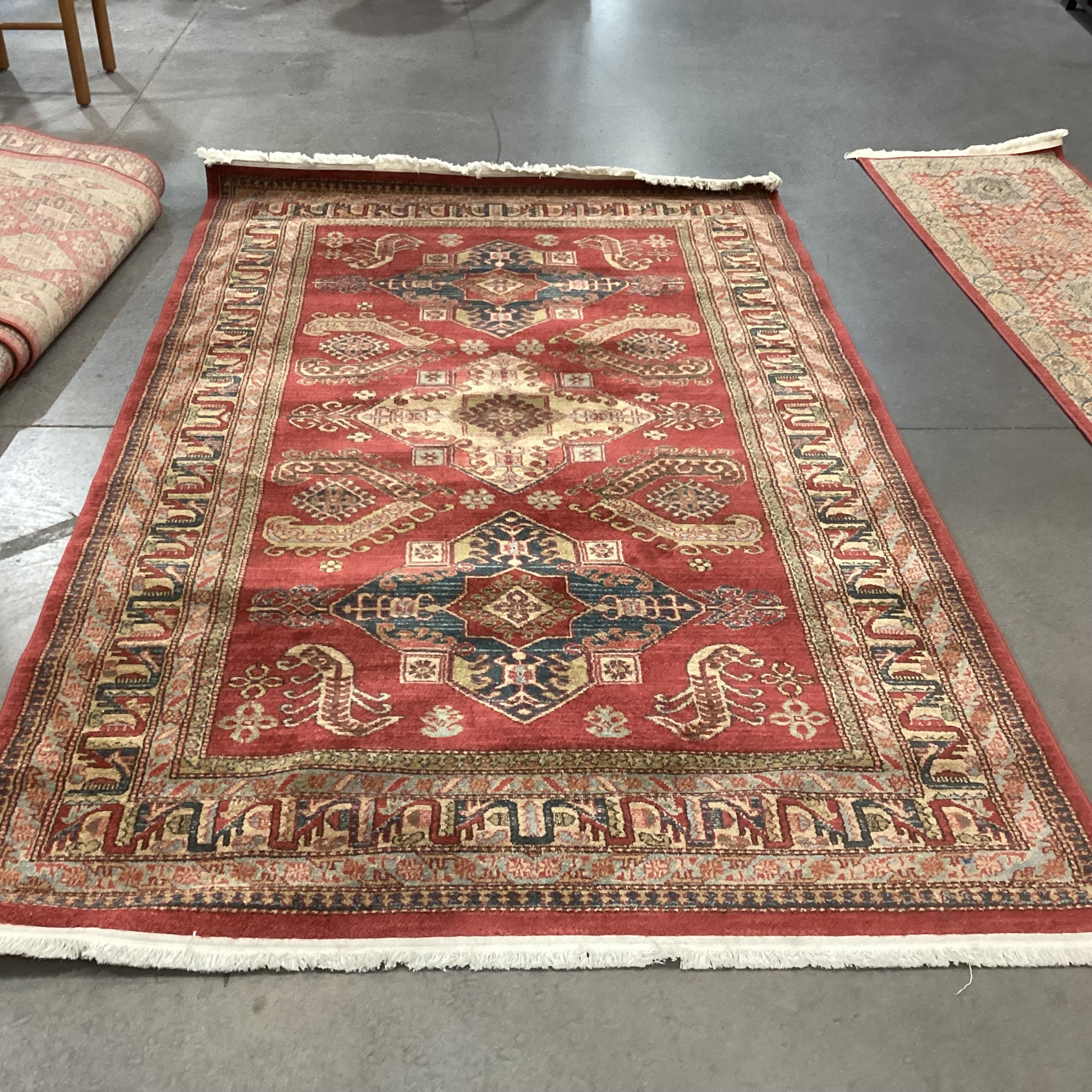 Unique Loom Serapi Collection Red Gold Blue Poly Rug 5'x 8'