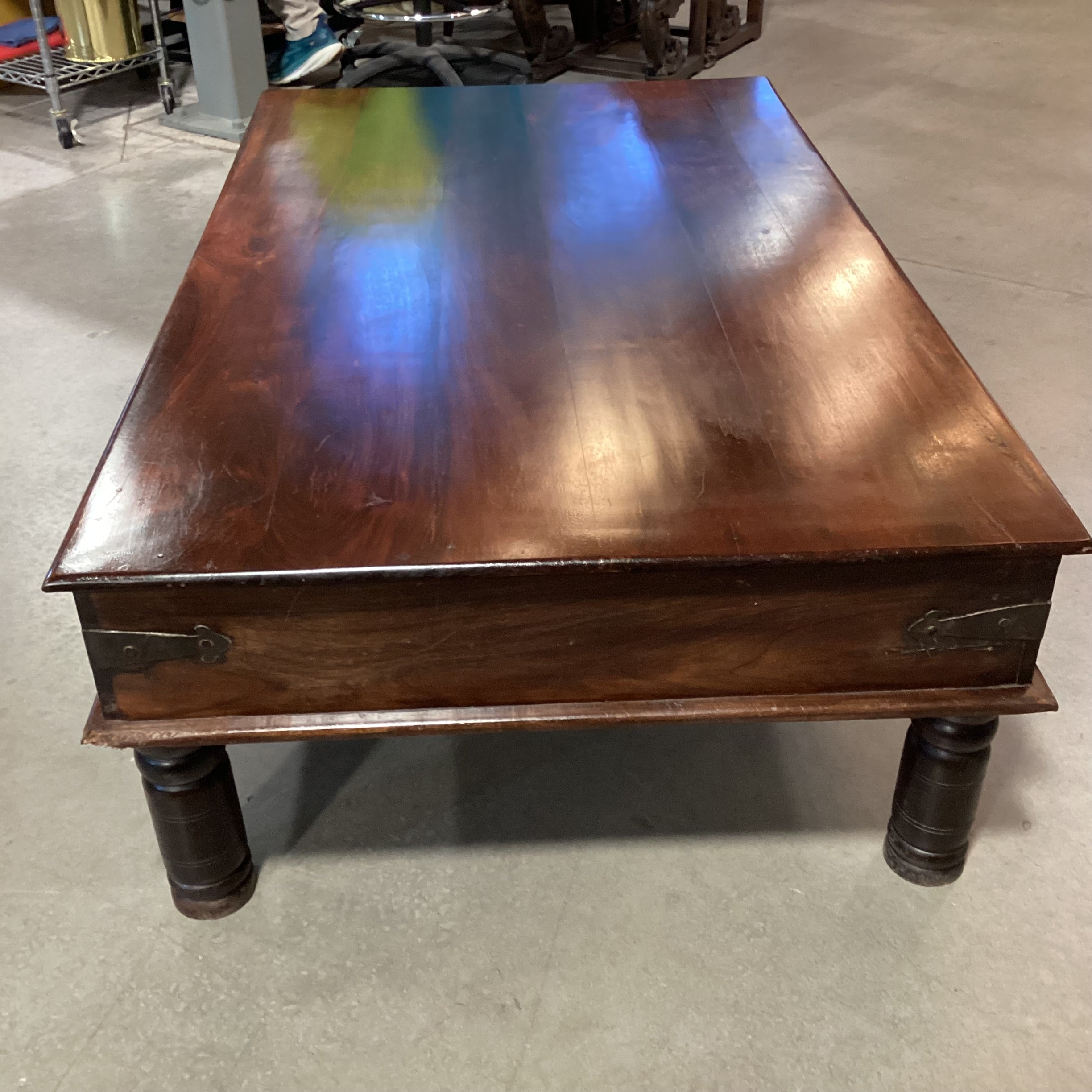 Solid Indonesian Wood with Iron Accent 2 Drawer Coffee Table 60"x 36"x 18"