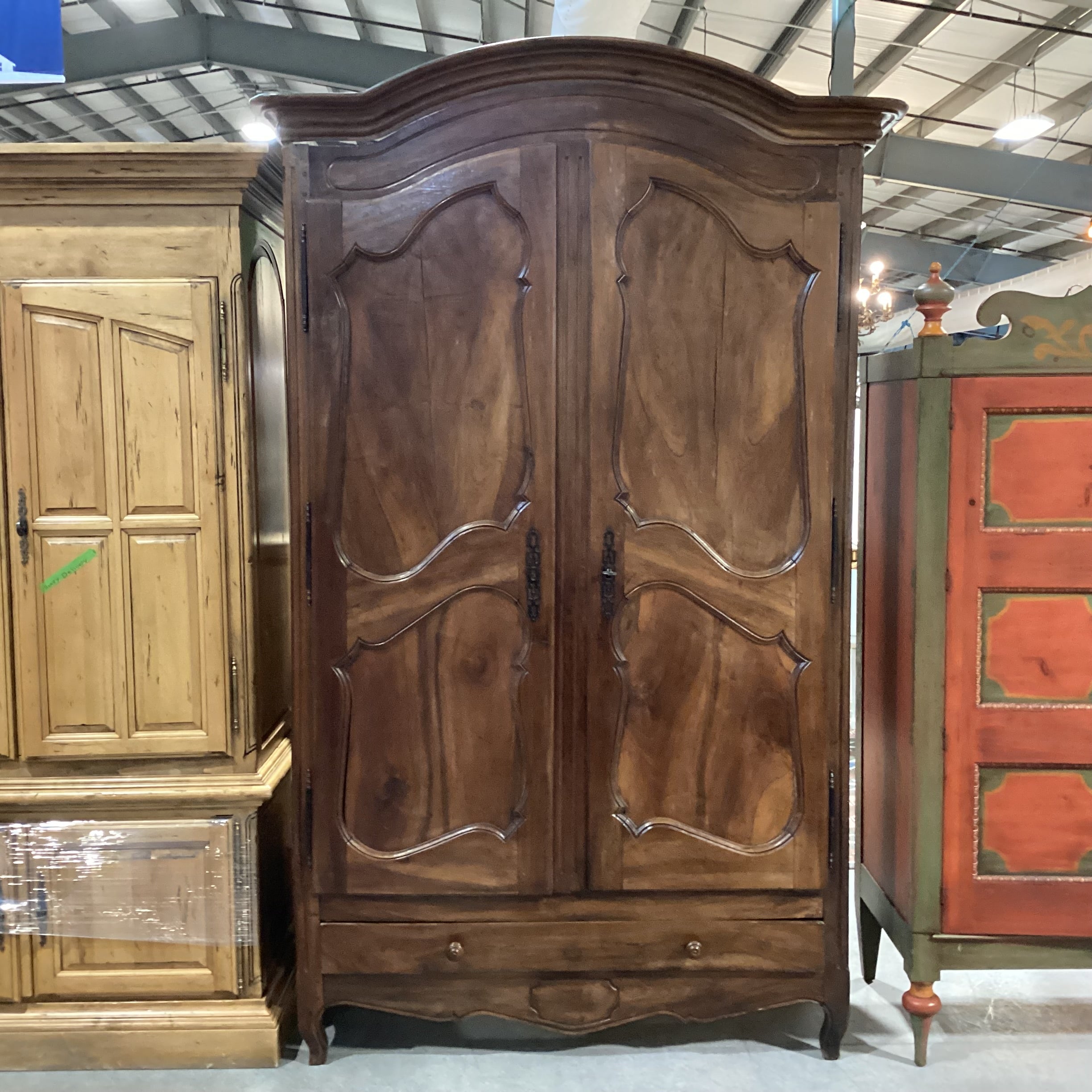 Antique 1800's French Walnut 2 Door 1 Drawer Armoire 64"x 29"x 103"