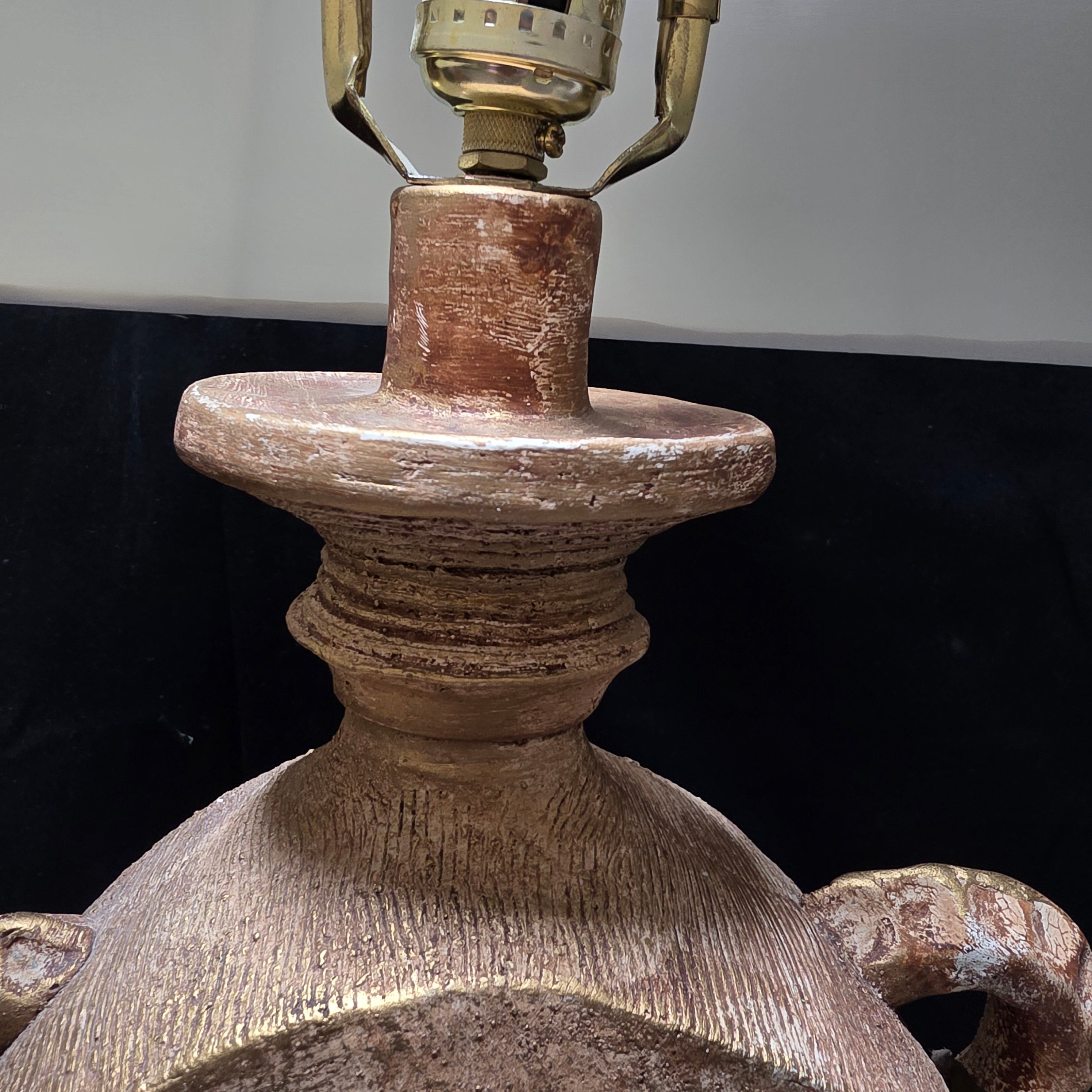 Vintage Mid Century Brutalist Pottery Table Lamp 18.5"Dx30"