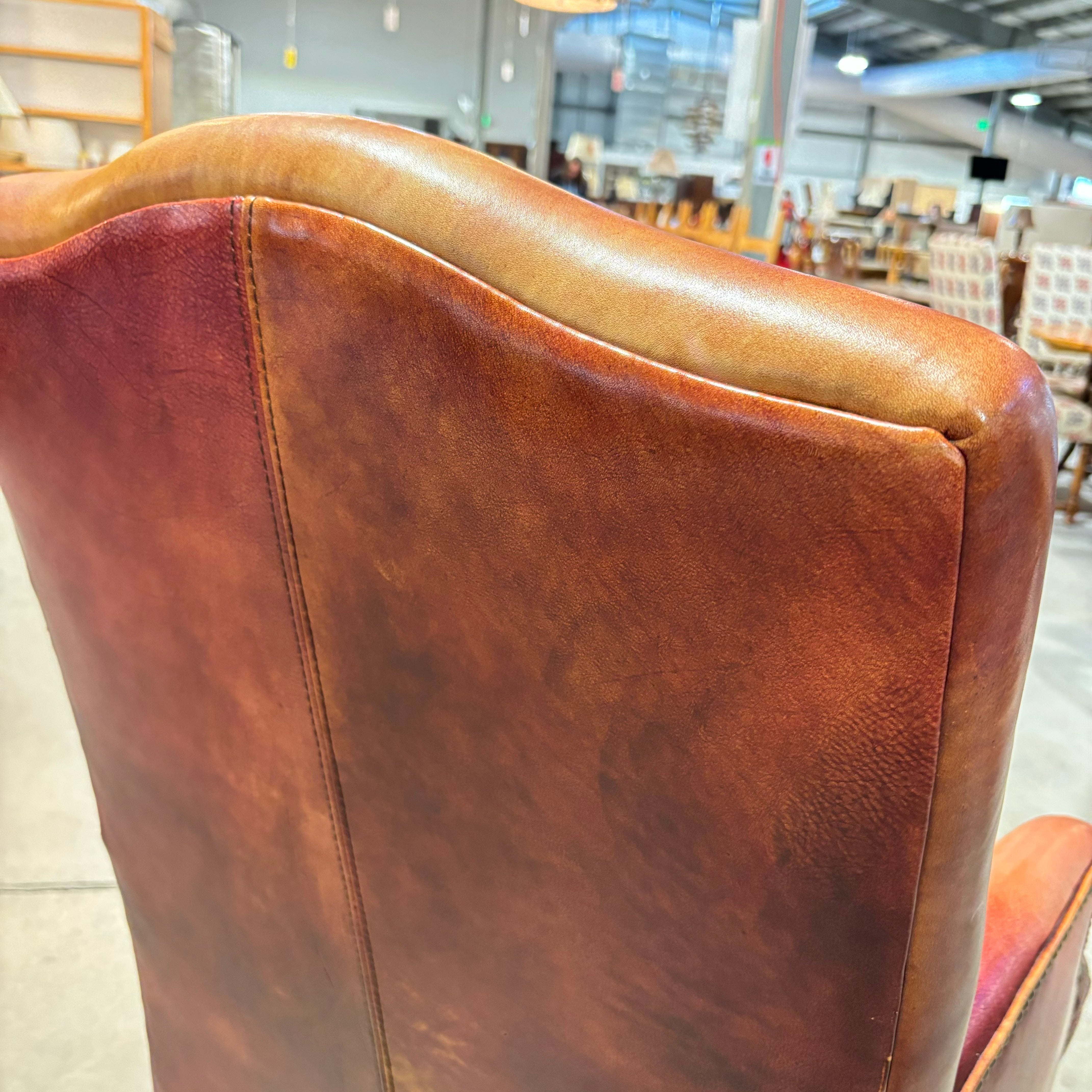 Hooker Furniture Rust Leather Nailhead with Dark Finished Wood Base Executive Office Chair 25"x 31"x 44"