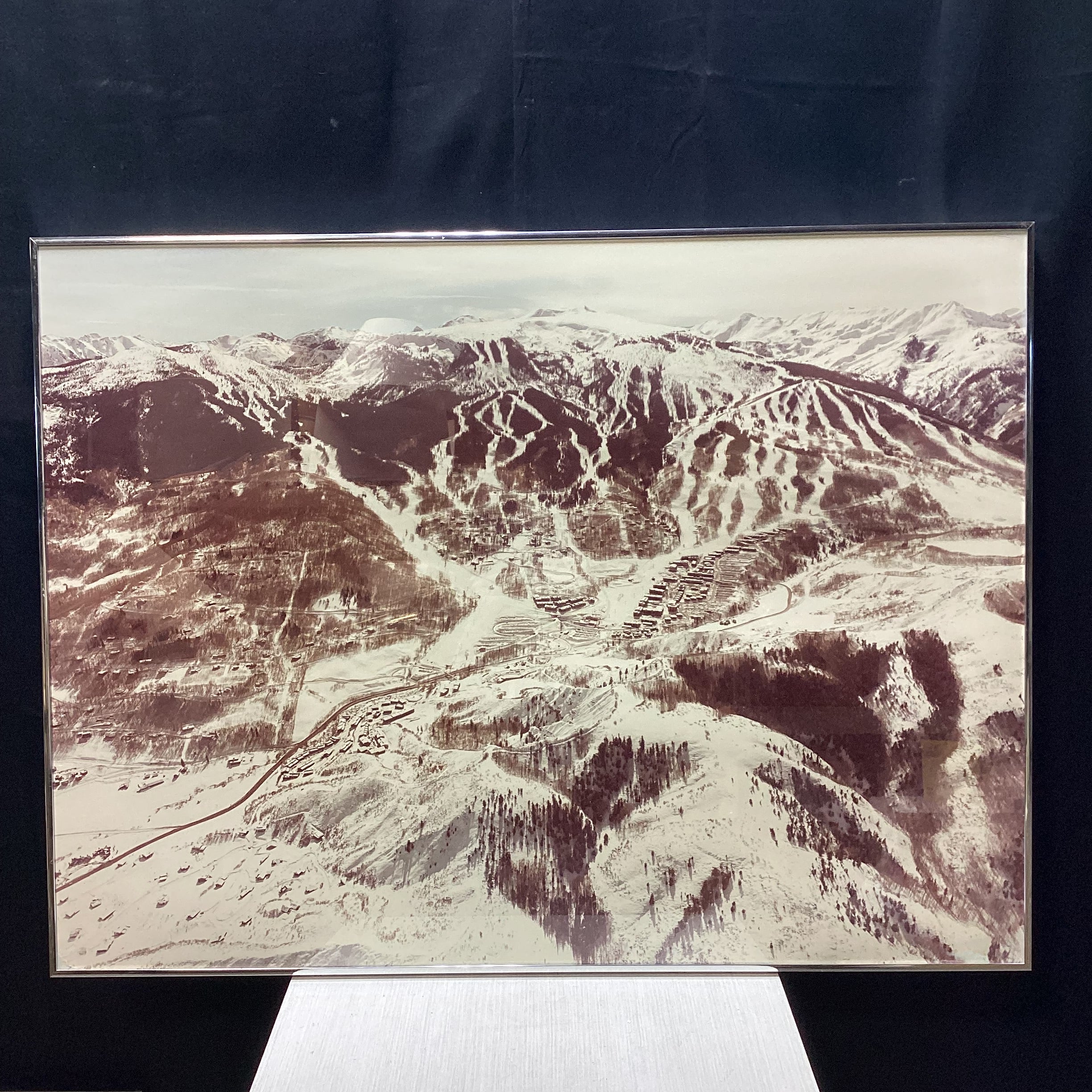 Vintage Telluride Photograph Poster Print In Silver Frame 40" x 30.5"