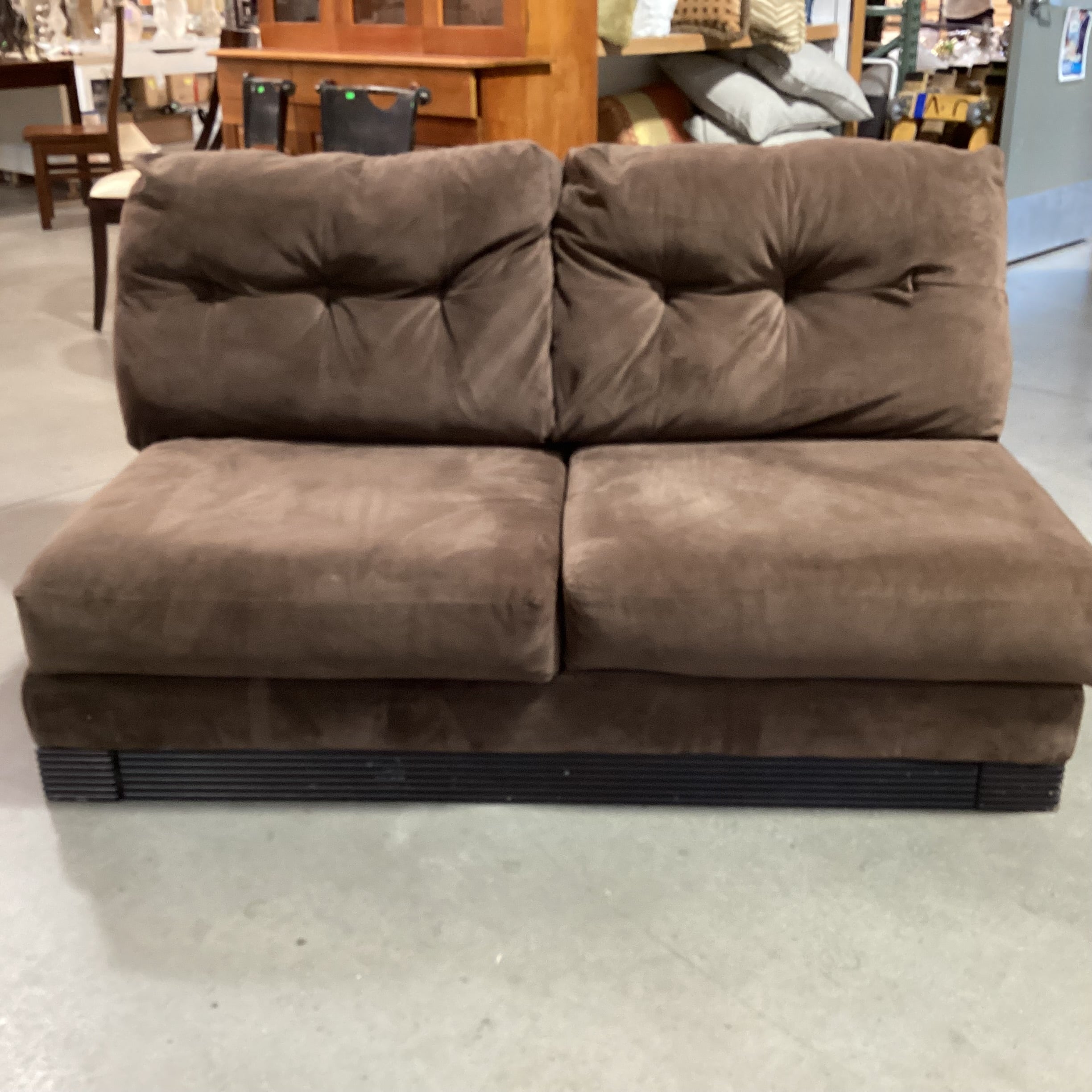 Brown Micro Plush Armless Loveseat Sofa 62"x 40"x 34"